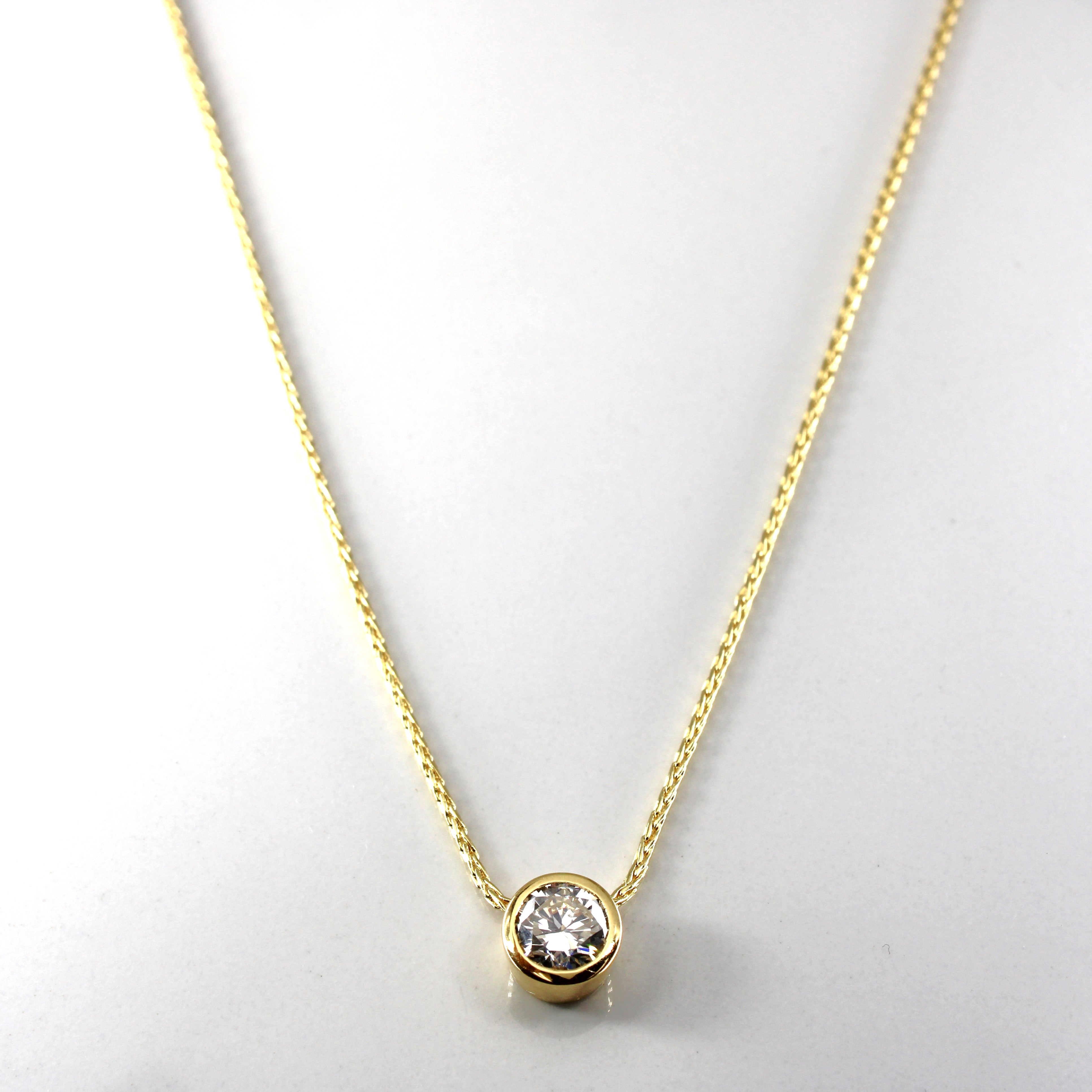 1.50ct VS2 H/I Bezel Set Diamond Pendant Necklace - 16