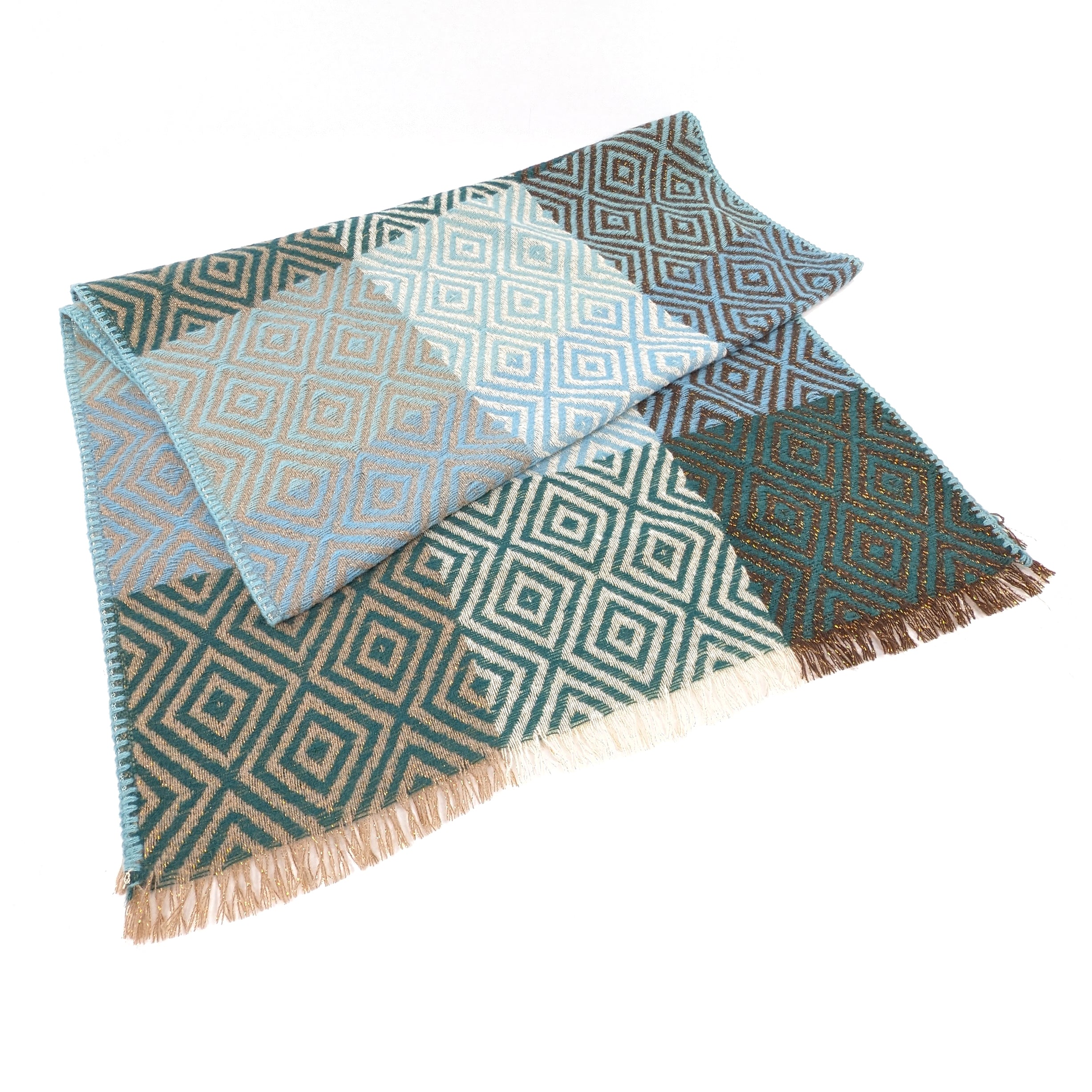 Nevsha Sparkling Diamonds Blanket Scarf - Oversized Plaid Wrap Shawl (65x180cm) in Blue & Green - Soft Winter Fashion Accessory for Women, Perfect for Cold Weather, Travel & Outdoor Activities