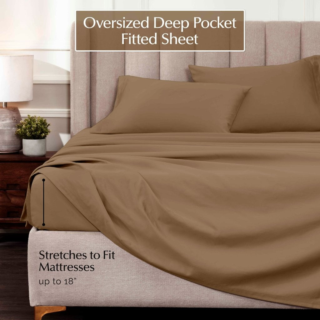 1000 Thread Count Egyptian Cotton Bed Sheet Set - Super Soft Luxury Sheets for Olympic Queen Size Bed - Perfect for Home, Hotel & Guest Room Comfort