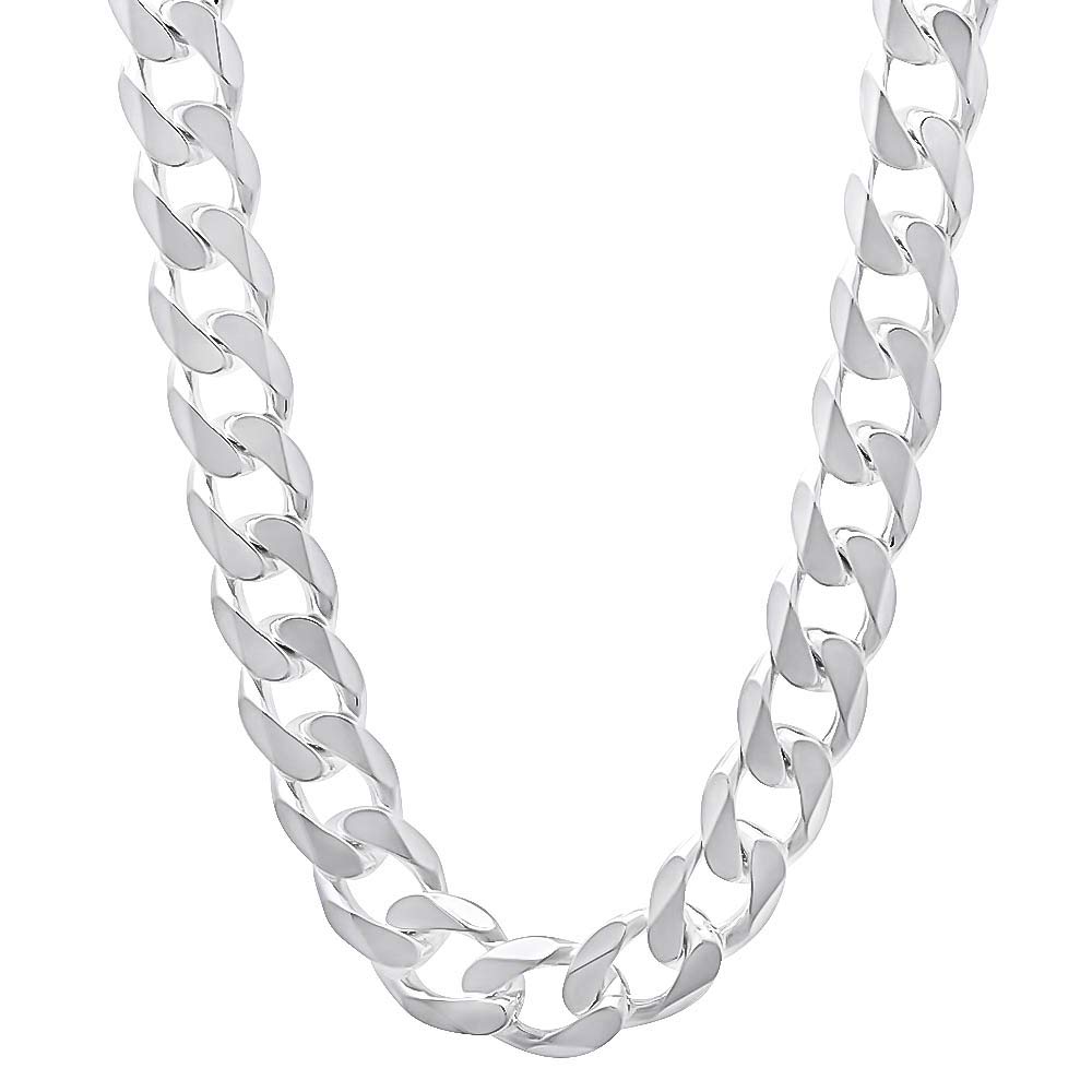 8.5mm Solid .925 Sterling Silver Beveled Curb Chain Necklace for Women - Durable & Hypoallergenic Jewelry for Everyday Wear, Gifts & Special Occasions