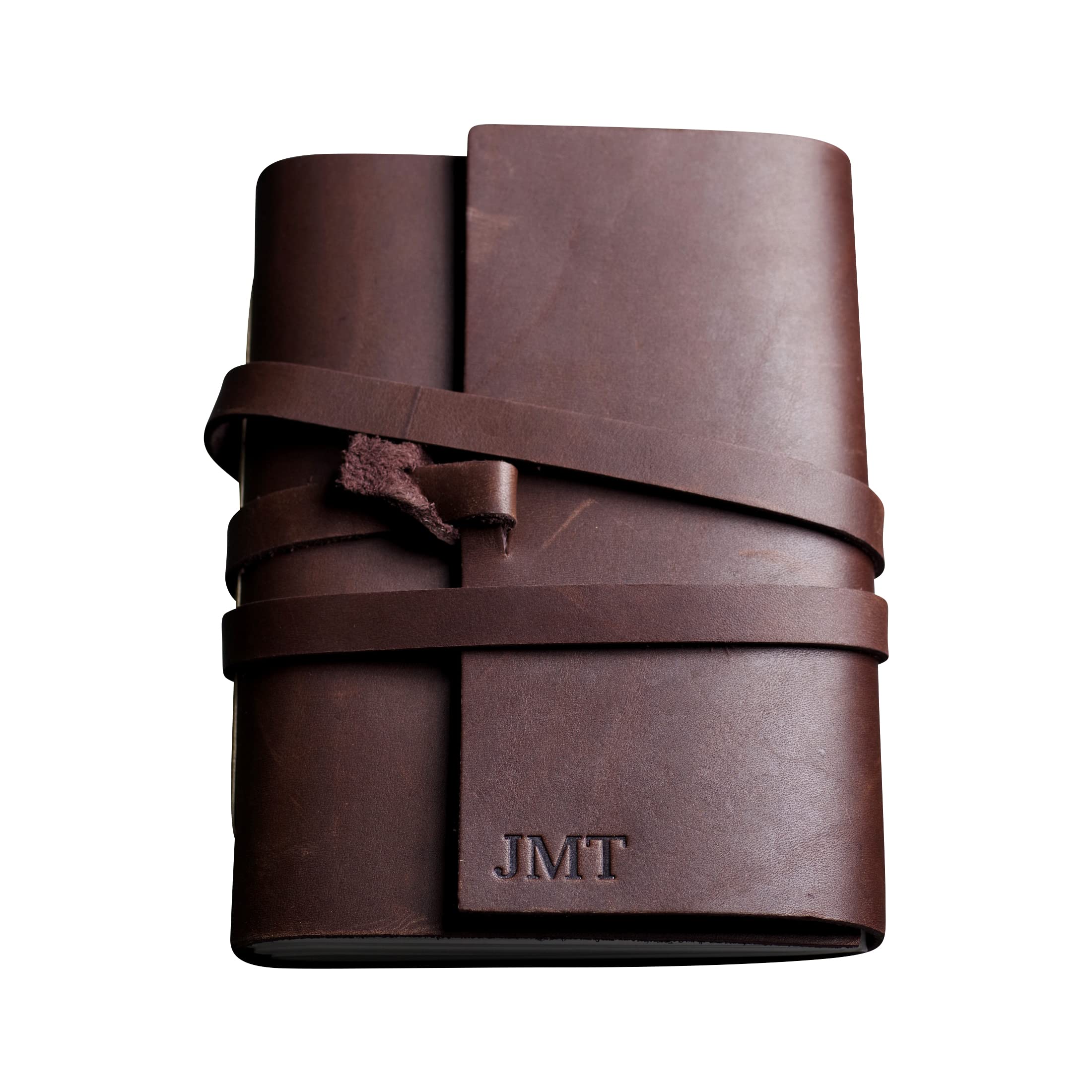 Ox & Pine Personalized Leather Journal - Handmade Full Grain Leather Notebook for Writing & Sketching - 6x8 Unlined Dark Brown - Perfect Gift for Writers, Artists & Travelers