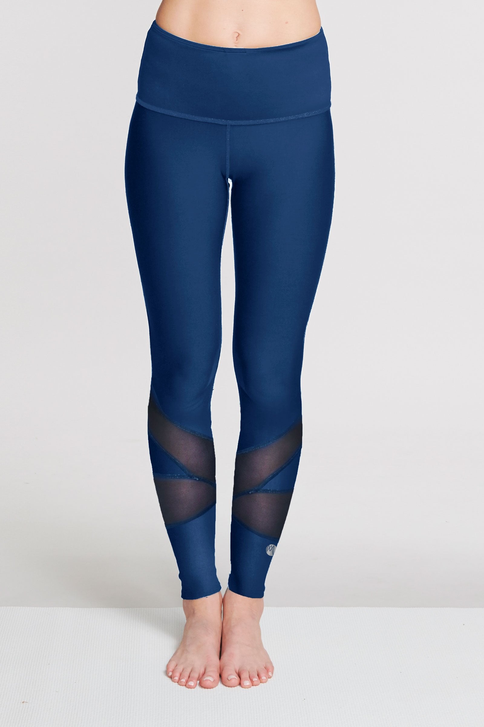 High Waisted Slimming Full Length Leggings for Women - Solid Navy Blue - Yoga, Workout & Everyday Wear