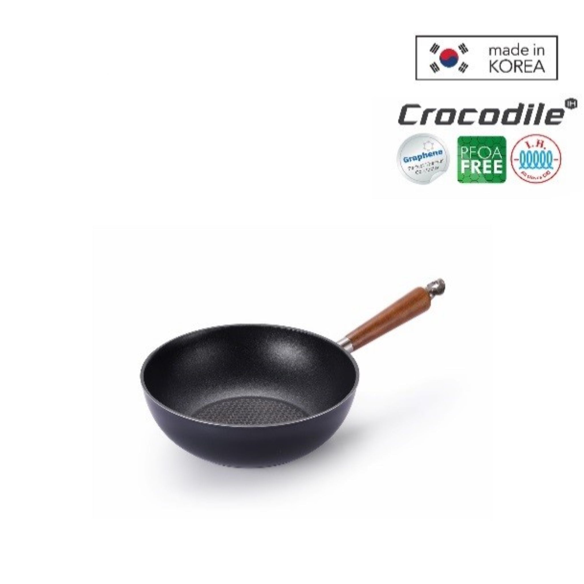 Happycall Crocodile 24cm Graphene Non-Stick Wok Pan - Induction Compatible Carbon Steel Cookware (HEA 3001 0640) for Stir-Frying, Deep Frying & Asian Cooking