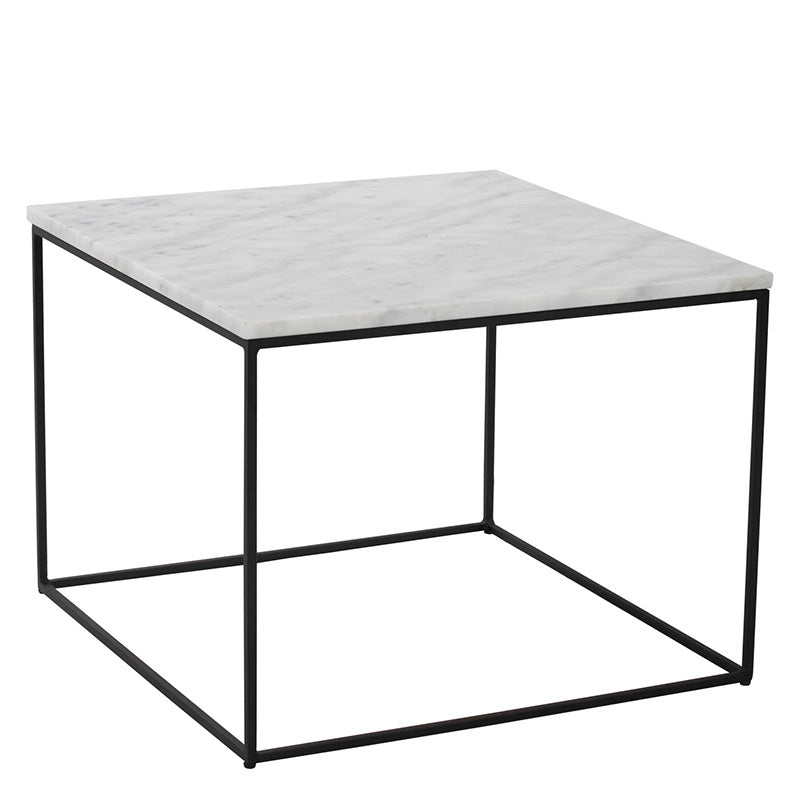 LUCIO White Marble Coffee Table 60cm - Modern Round Living Room Center Table for Small Spaces & Apartments