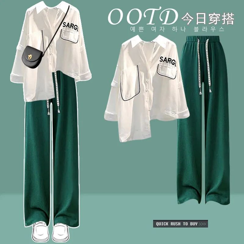 Stylish Autumn Women's 2-Piece Outfit Set - Trendy Casual Shirt & Versatile Pants for Fall | Perfect for Office Wear, Weekend Outings & Seasonal Fashion