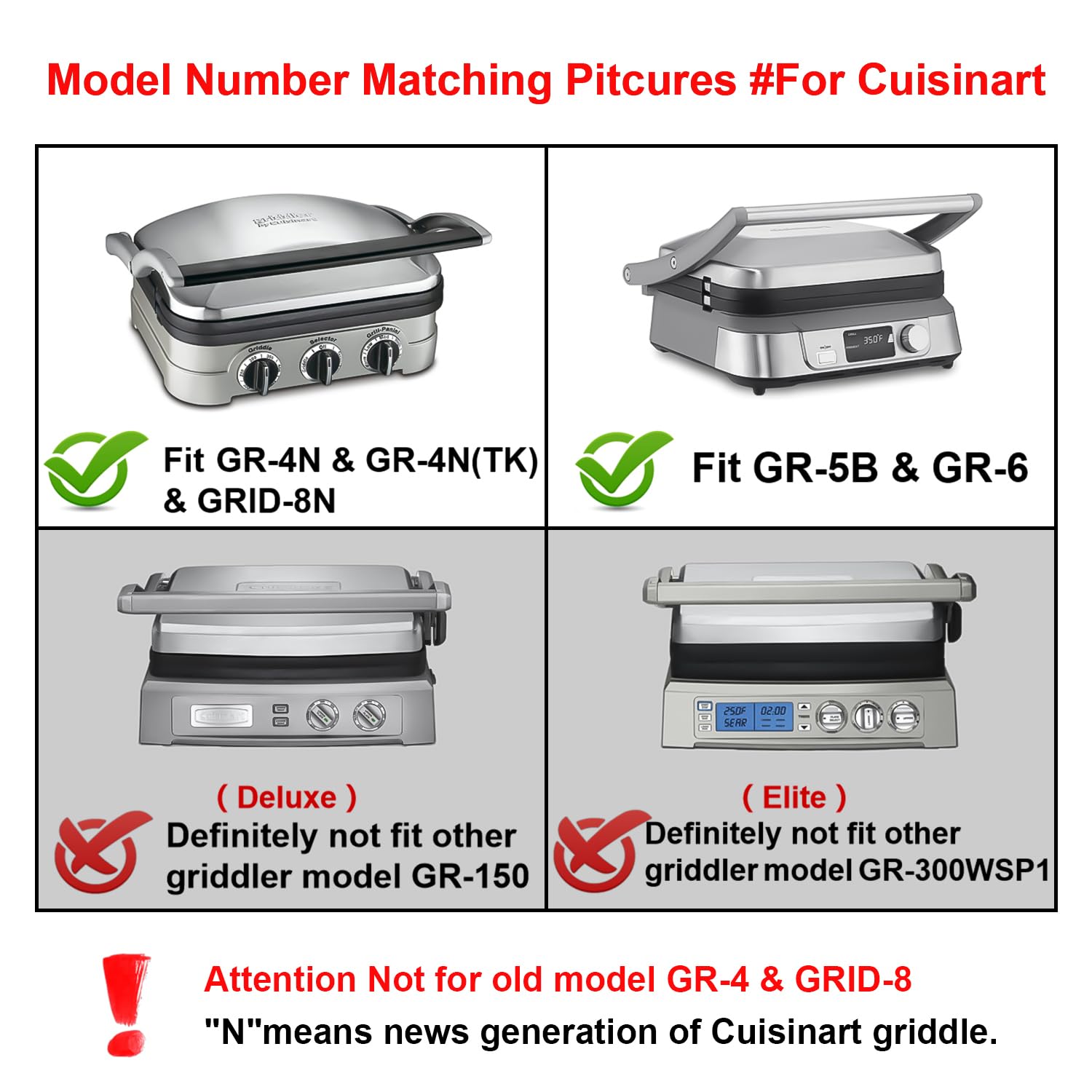 Nonstick Waffle Plates for Cuisinart Griddler GR-4N GR-5B GR-6 GRID-8N Series - 4-Slice Replacement Baking Plates by FOCOllK - Perfect for Breakfast, Brunch & Family Gatherings