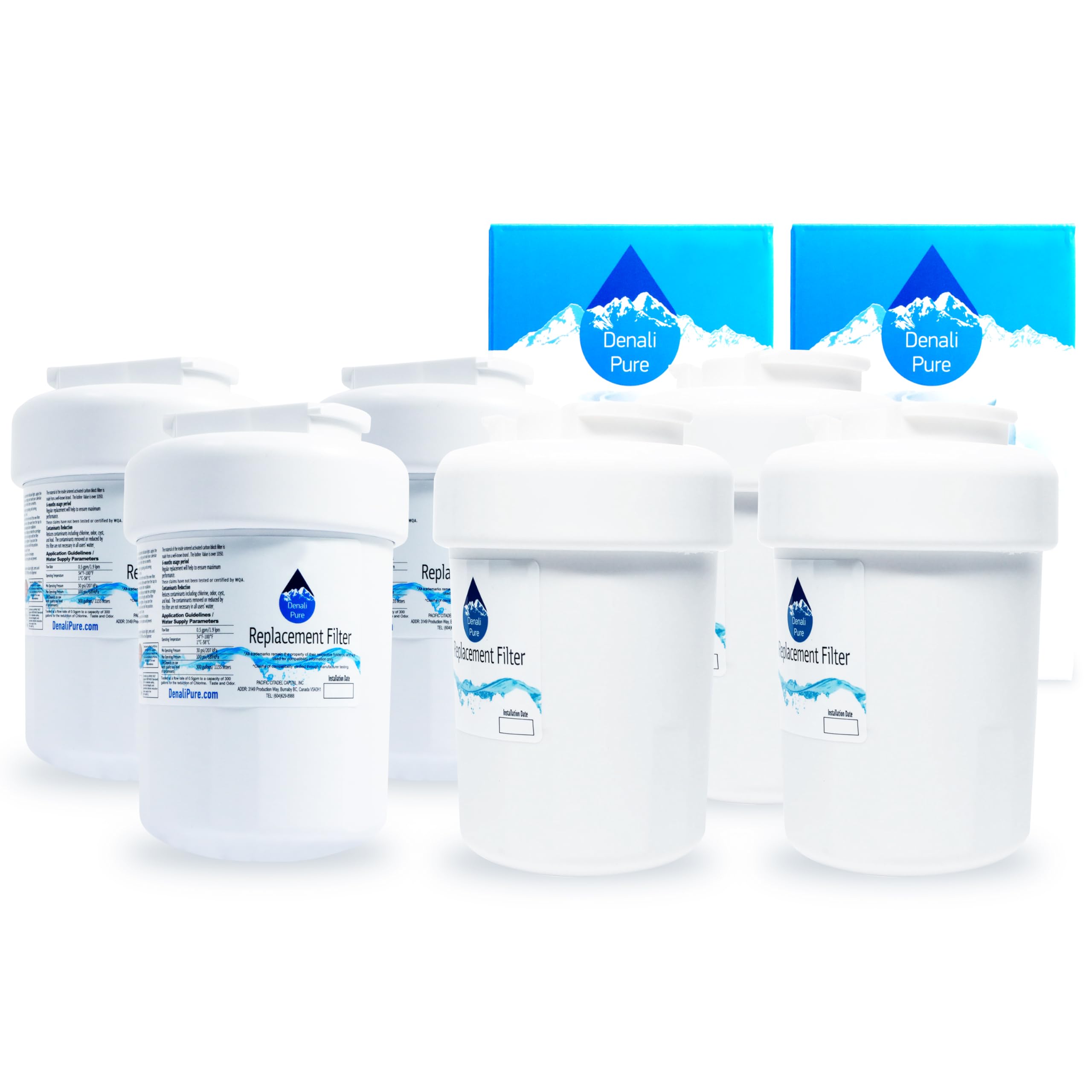 6-Pack GE MWF MWFP Refrigerator Water Filter Replacement - Compatible with General Electric PSC23SGRCSS, NSF Certified for Clean Drinking Water - Perfect for Home, Office, and RV Use