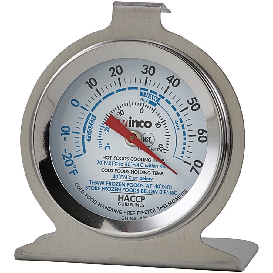 Winco Refrigerator Freezer Thermometer - Digital Dial Temperature Monitor for Fridge & Freezer (20°F to 70°F) - Perfect for Food Safety, Home Kitchen & Commercial Use