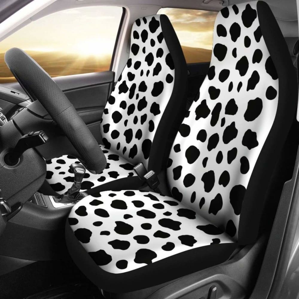 Premium Black & White Cow Print Car Seat Covers - Soft Faux Leather Universal Fit for Cars, Trucks & SUVs - Stylish Protection for Road Trips & Daily Commutes