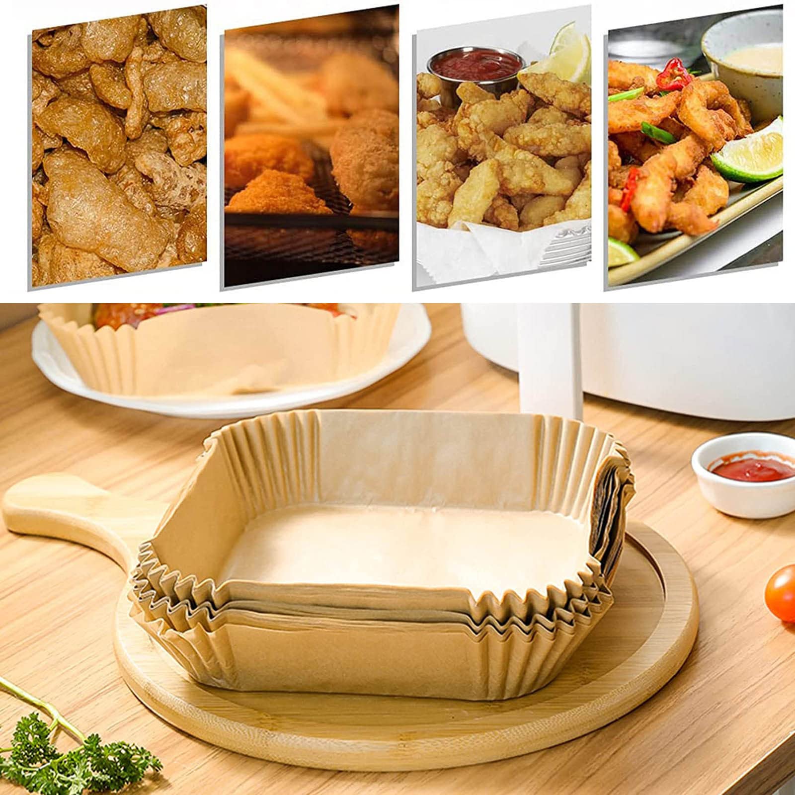 2022 New Non-Stick Air Fryer Disposable Paper Liners - Food Grade Oil Absorbent Parchment Sheets for Healthy Cooking | Perfect for Chicken Wings, French Fries & Vegetables