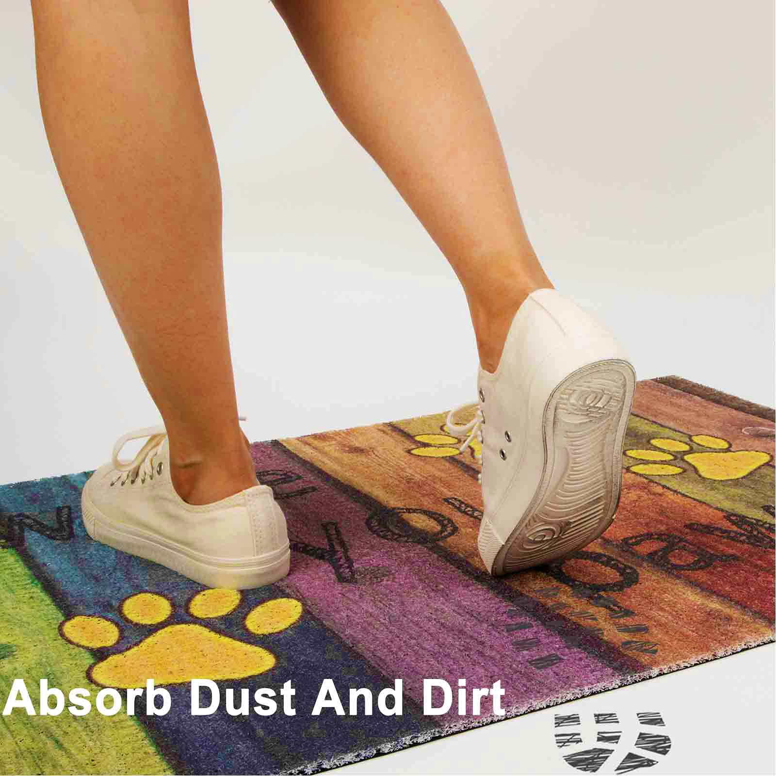 23.6x35.4 Inch Funny Non-Slip PVC Doormat - 'Wipe Your Paws' Yellow Welcome Mat for Indoor/Outdoor Use - Perfect for Entryway, Bathroom, Kitchen & Bedroom Floor Protection