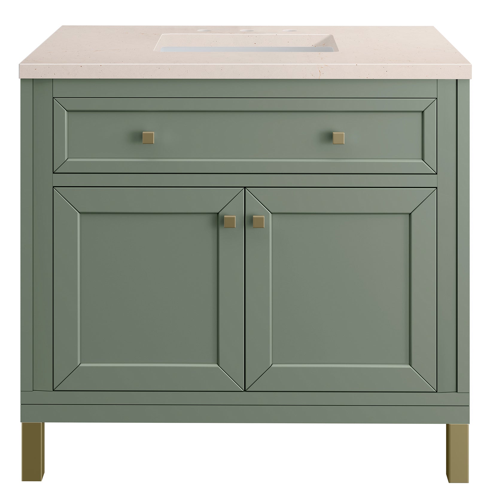 James Martin Vanities Chicago Collection 36 Inch Single Bathroom Vanity in Smokey Celadon with Countertop Options - Perfect for Modern Bathroom Remodeling and Small Space Design
