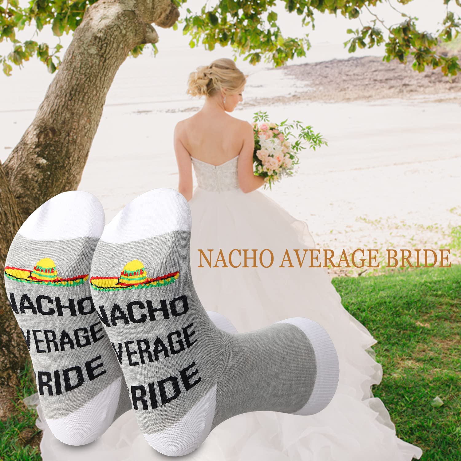 BDPWSS Funny Nacho Bride Socks - Perfect Wedding Gift for Bride, Best Friend & Sister - Unique Engagement Present for Bride-to-Be - Cute & Comfortable Bridal Party Accessories (Great for Bachelorette Parties & Wedding Day Photos)