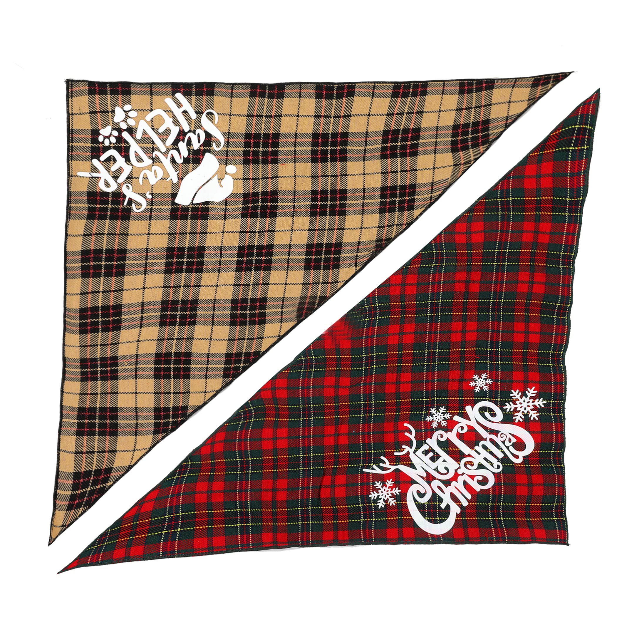 2 Pack Christmas Pet Bandanas for Dogs & Cats - Holiday Triangle Scarf Bibs for Small, Medium, Large Pets - Perfect for Christmas Photos, Pet Parties & Festive Celebrations