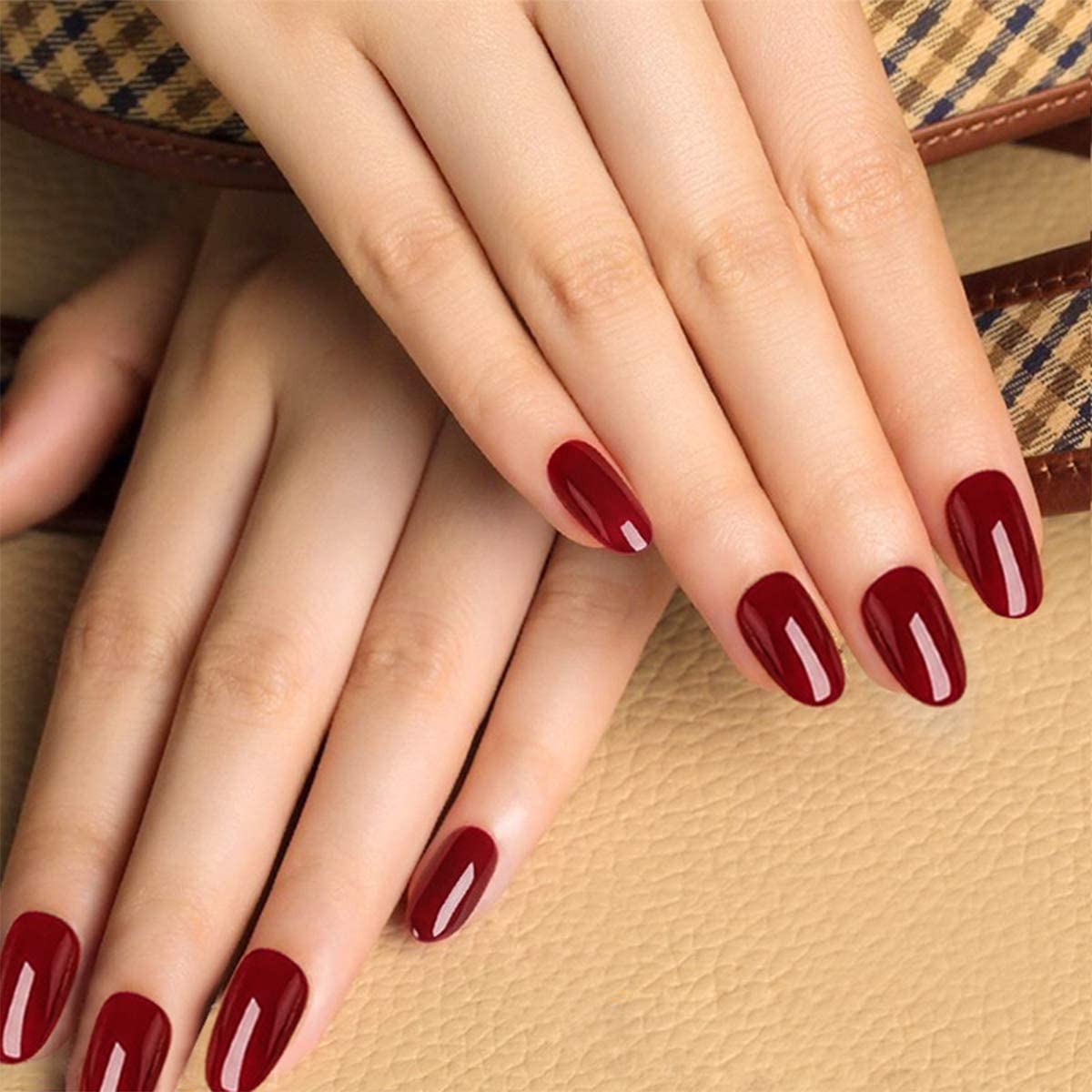 12 Pcs Pure Color Fake Nails with Glue - HAPPY FINGERS Artificial Nails Set for Manicure, Nail Art & Party Wear (Style 036)