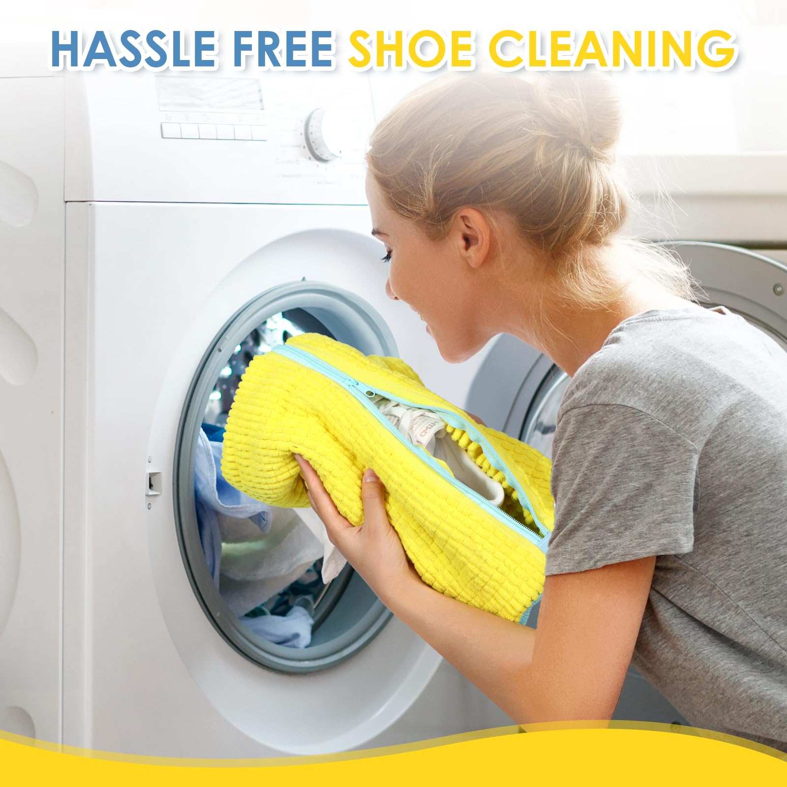 Reusable Shoe Washing Bag for Washing Machine - 360° Wrap-Around Laundry Bag for Sneakers & Gym Shoes (Gray) | Perfect for Travel, Sports & Daily Shoe Care