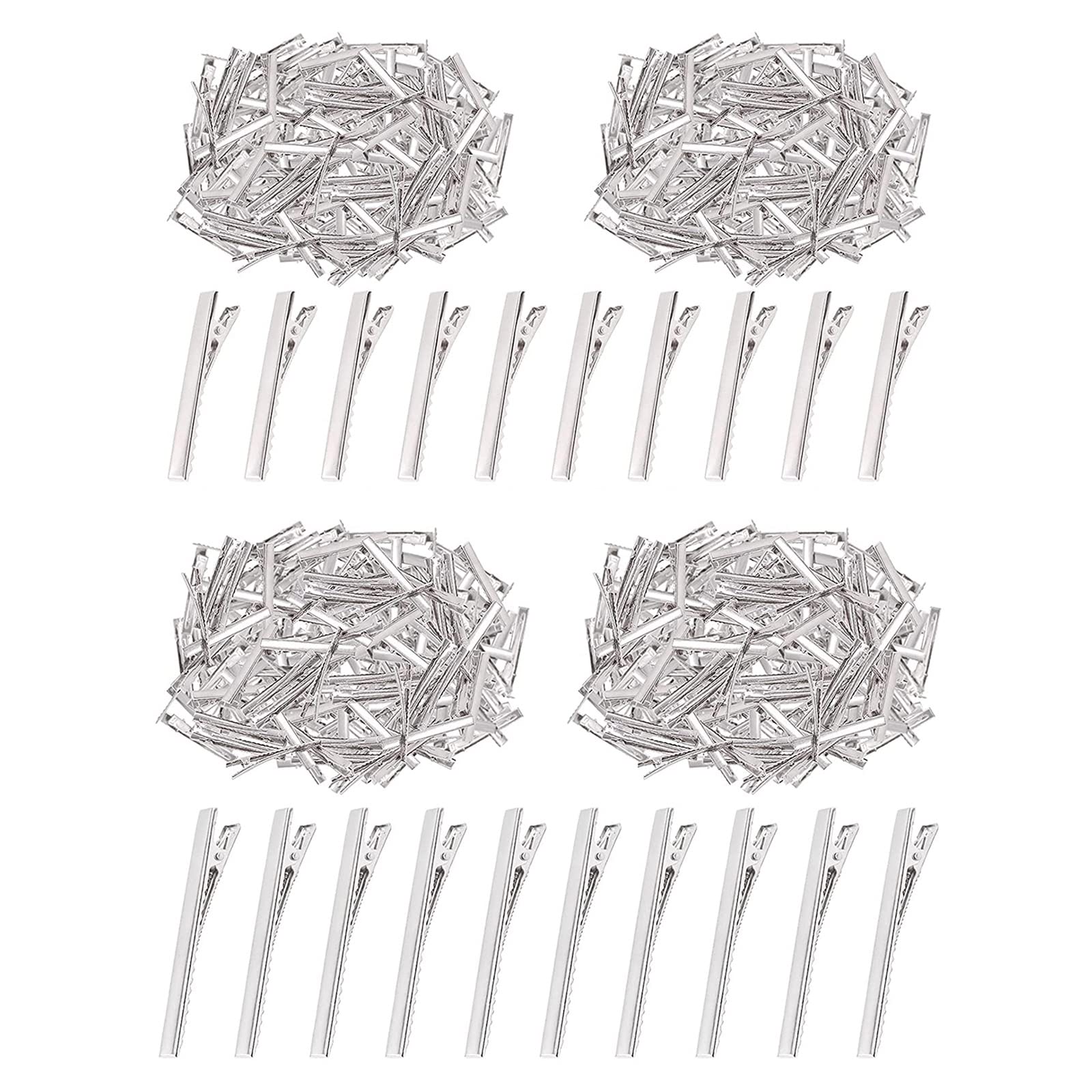 Swpeet 400Pcs 2.2-7.5 Inch Alligator Hair Clips Kit - Metal Duck Bill Hair Clips & Flat Top Single Prong Hairpins for Hair Styling, DIY Accessories, Salon, Braiding, Extensions & Updos