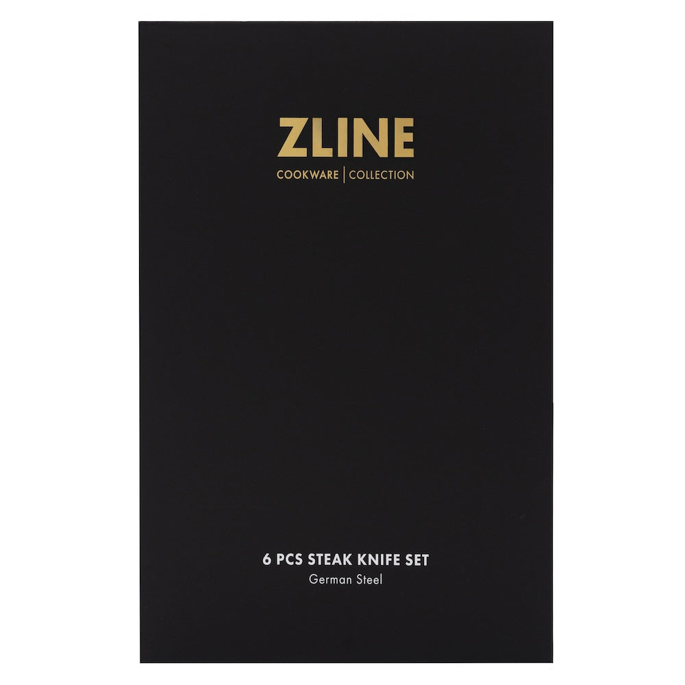 ZLINE 6-Piece Professional German Steel Steak Knife Set - High-Quality Stainless Steel Knives for Steak, Meat, and BBQ - Perfect for Dining, Gifting, and Restaurant Use