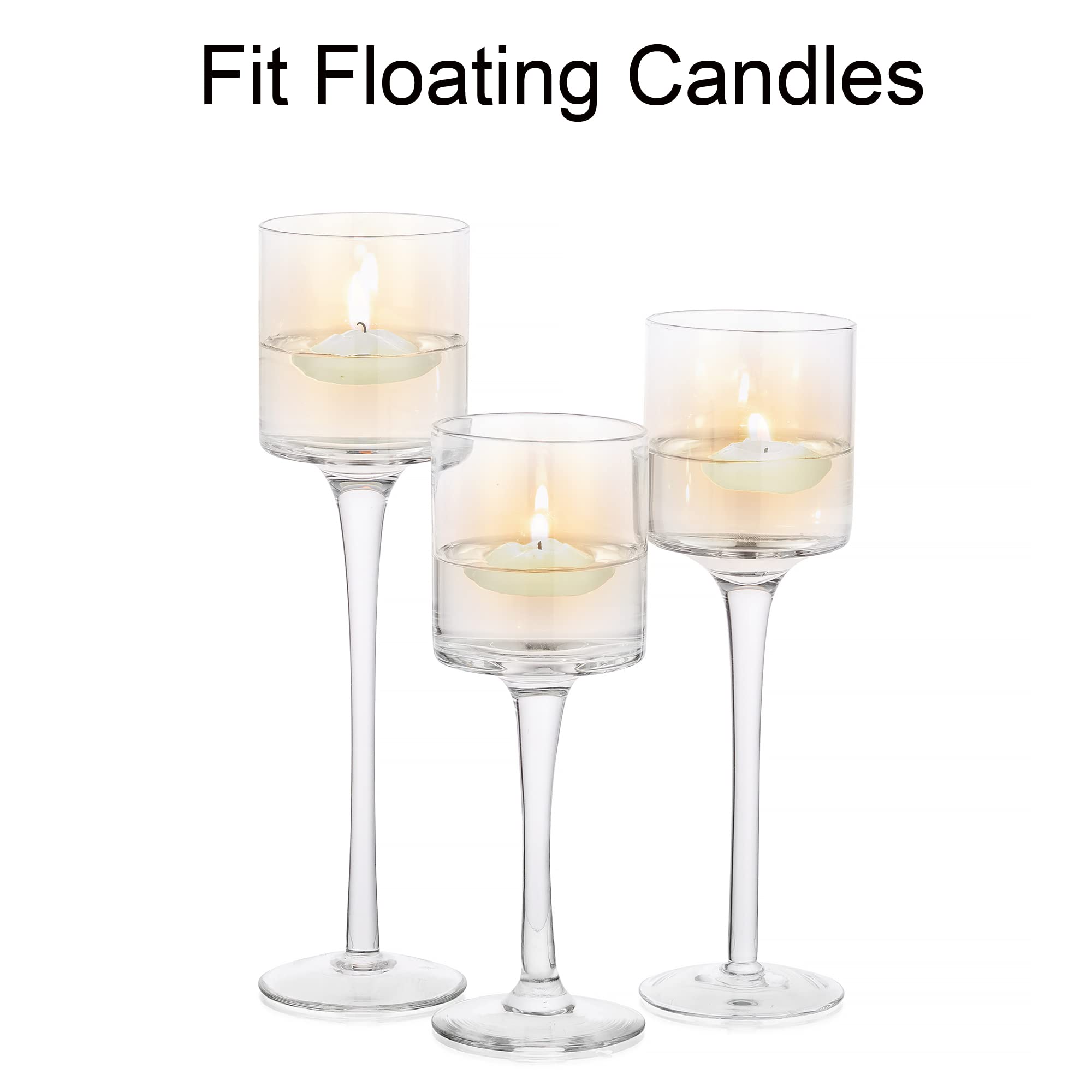 Elegant Clear Glass Candle Holders Set of 18 - Tall Tea Light & Pillar Candle Holders for Table Centerpiece, Floating Candles | Perfect for Wedding Decor, Dinner Parties, Home Decoration & Romantic Ambiance