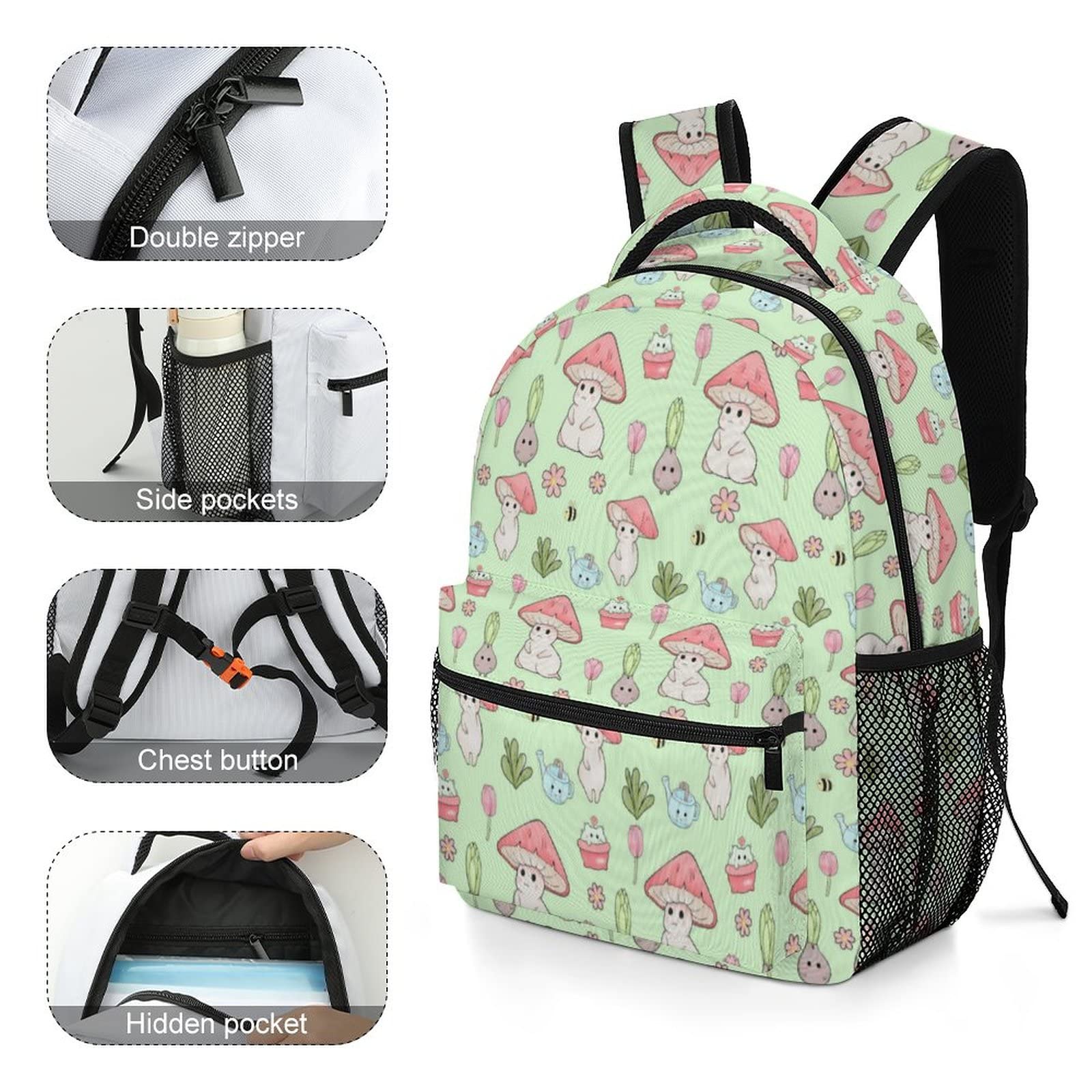 Cartoon Mushroom Backpack for School, Travel & Laptop - Men, Women & Teens