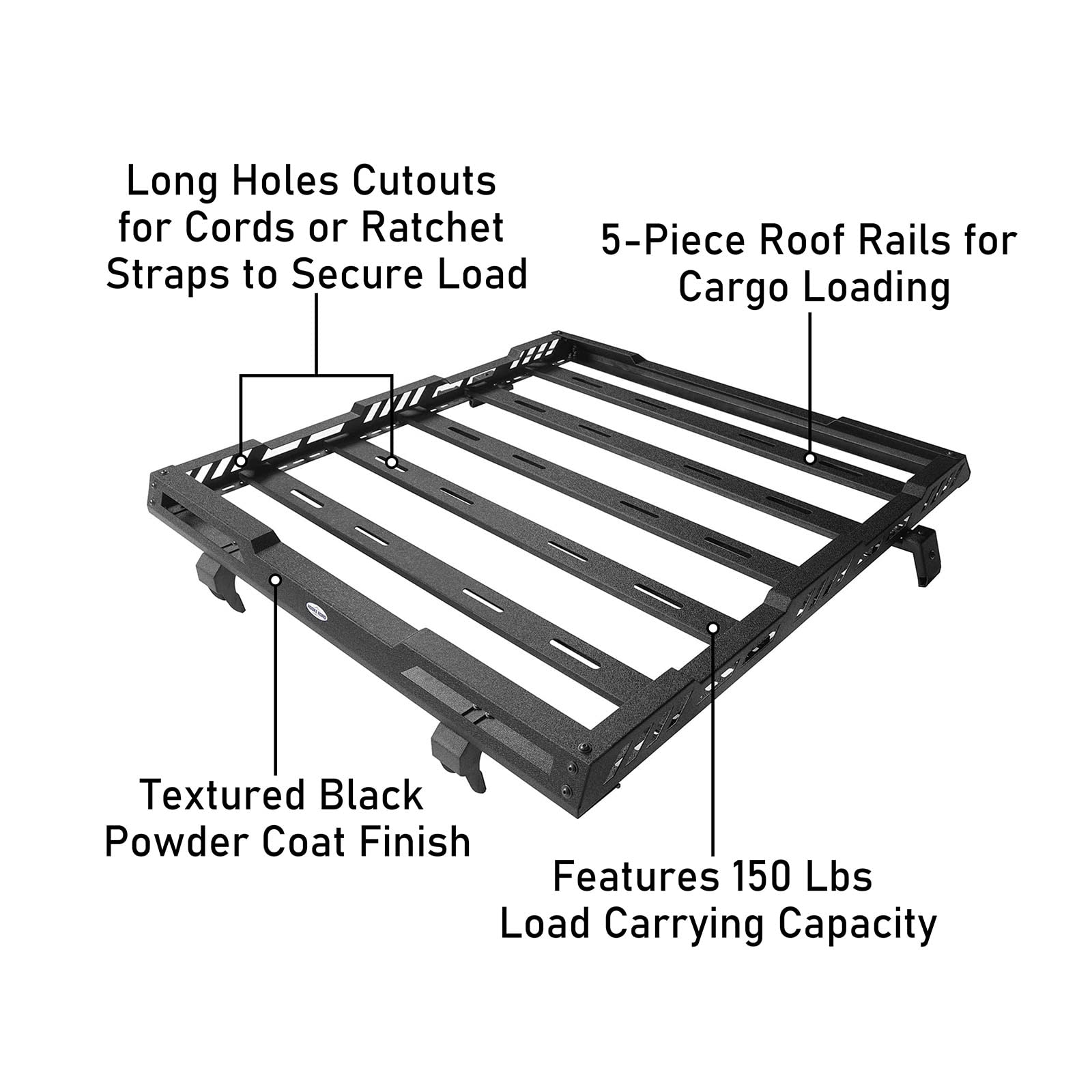 Hooke Road Heavy Duty Roof Rack Cargo Basket for 2007-2018 Jeep Wrangler JK Unlimited 4-Door | Durable Aluminum Luggage Carrier | Perfect for Camping, Off-Road Adventures & Outdoor Gear Storage