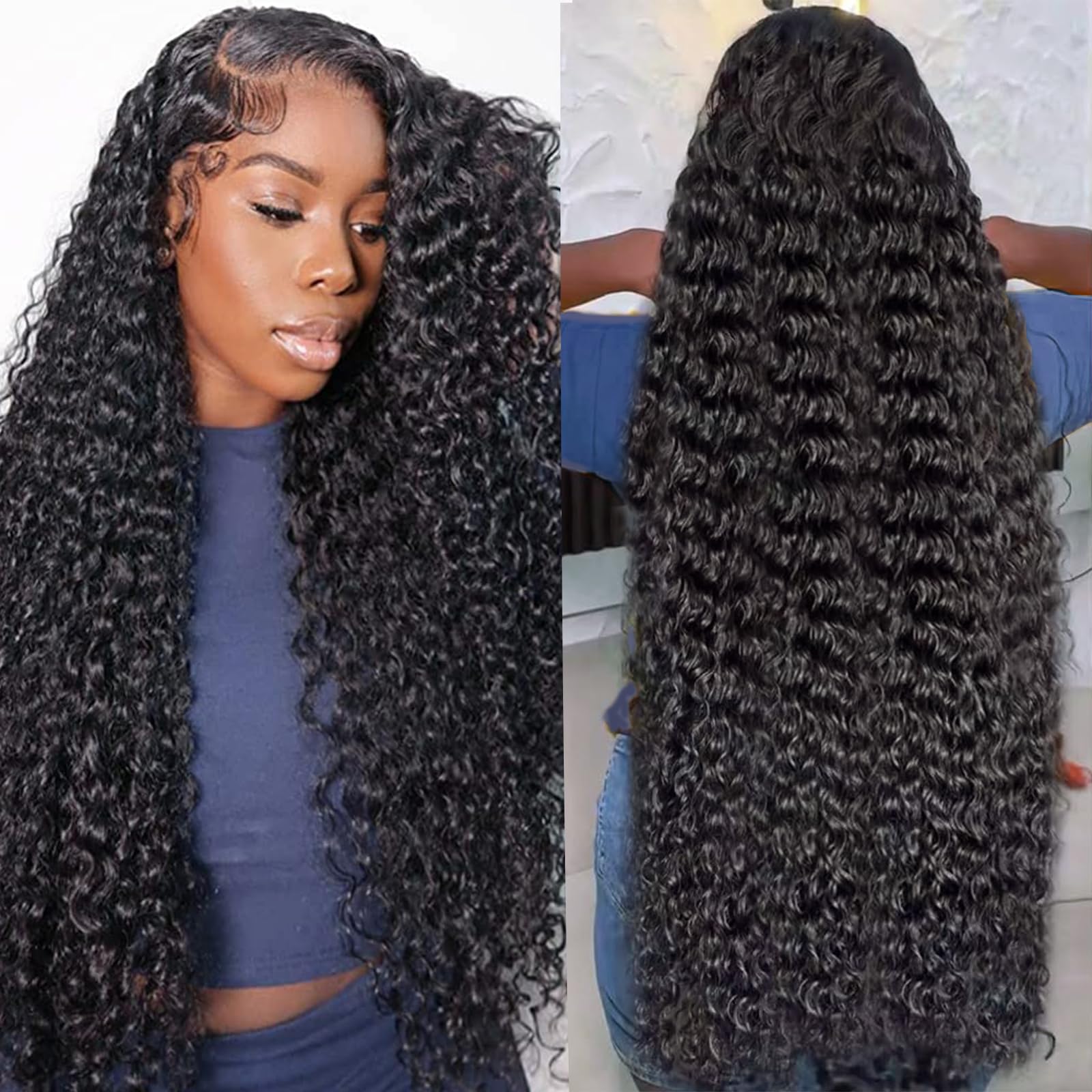 30 Inch Deep Wave Lace Front Human Hair Wig - 13x4 HD Lace Pre-Plucked Natural Color 200% Density - Perfect for Daily Wear, Cosplay, and Special Occasions