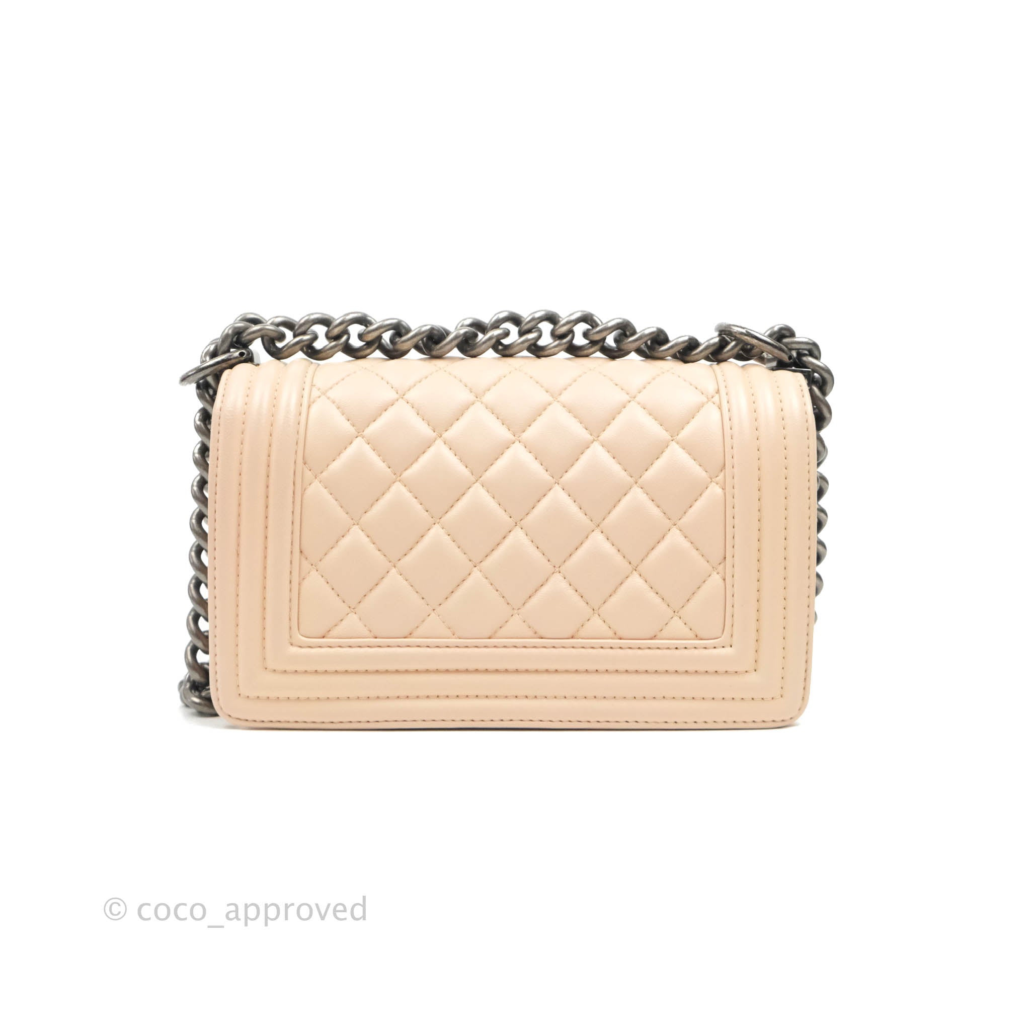 Chanel Boy Small Light Beige Pink Calfskin Bag with Ruthenium Hardware - Luxury Crossbody Purse for Women, Perfect for Date Night & Evening Events
