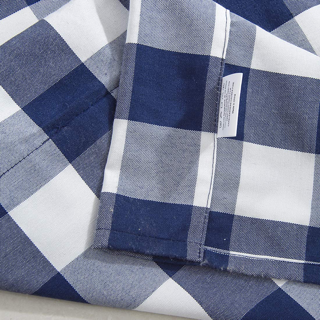Buffalo Check Thermal Insulated Tie-Up Window Curtains - Plaid Print Roman Shades with Rod Pocket & Balloon Design - Room Darkening Kitchen Valance for Small Windows (31x55 Inches, Blue) - Perfect for Cozy Farmhouse Kitchens, Bedrooms & Living Rooms
