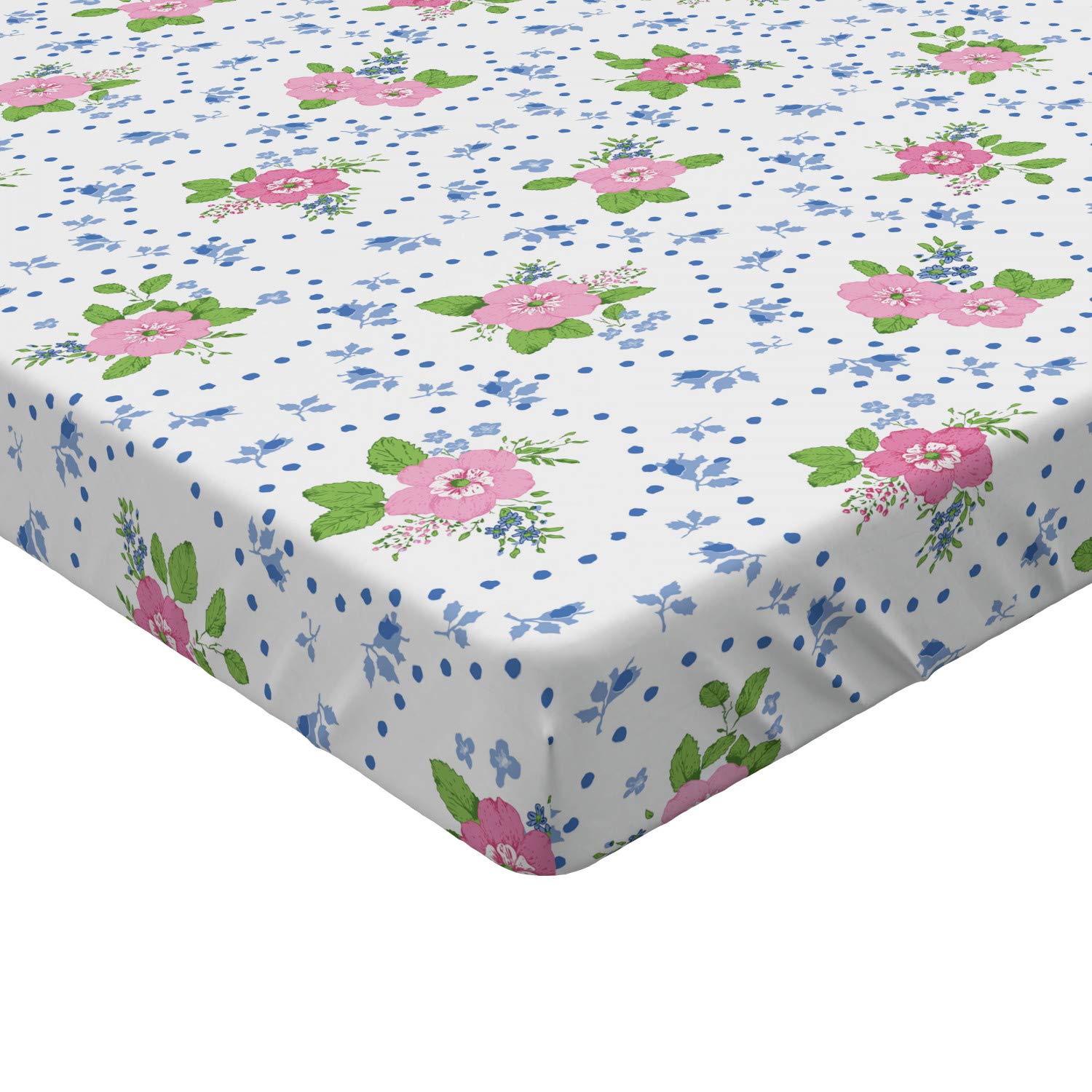 Ambesonne Shabby Floral Fitted Sheet - Classic Peony Flowers with Circular Bouquets Design, Deep Pocket Elastic Bed Cover for Twin Size Bed, Pink and Blue - Perfect for Guest Rooms, Kids' Bedrooms & Cozy Home Decor
