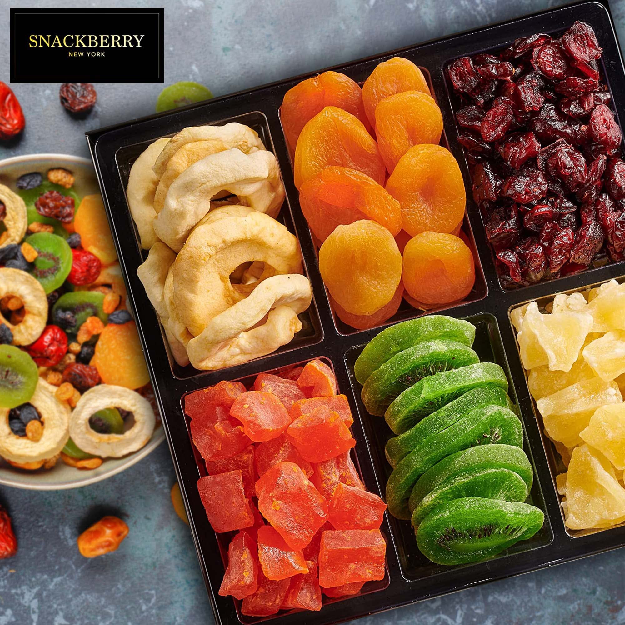 Premium Dried Fruit Gift Basket - Gourmet Snack Box in Elegant Drawer Window Gift Box | Kosher Parve Healthy Snacks for Men & Women | Perfect for Birthday Parties, Sympathy Gifts & Office Treats - Snackberry (Single)