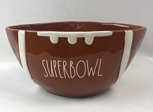 Rae Dunn Large Football Shaped Super Bowl Ceramic Serving Bowl - Perfect for Game Day Snacks, Parties, and Tailgating
