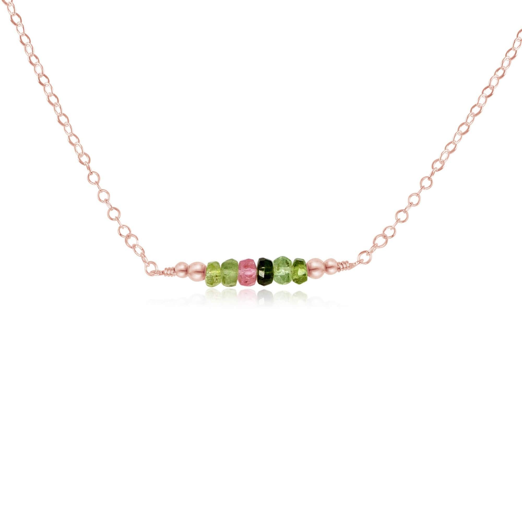Sparkling Rainbow Tourmaline Faceted Bead Bar Necklace - Handmade Gemstone Jewelry for Women - Perfect for Weddings, Parties & Special Occasions