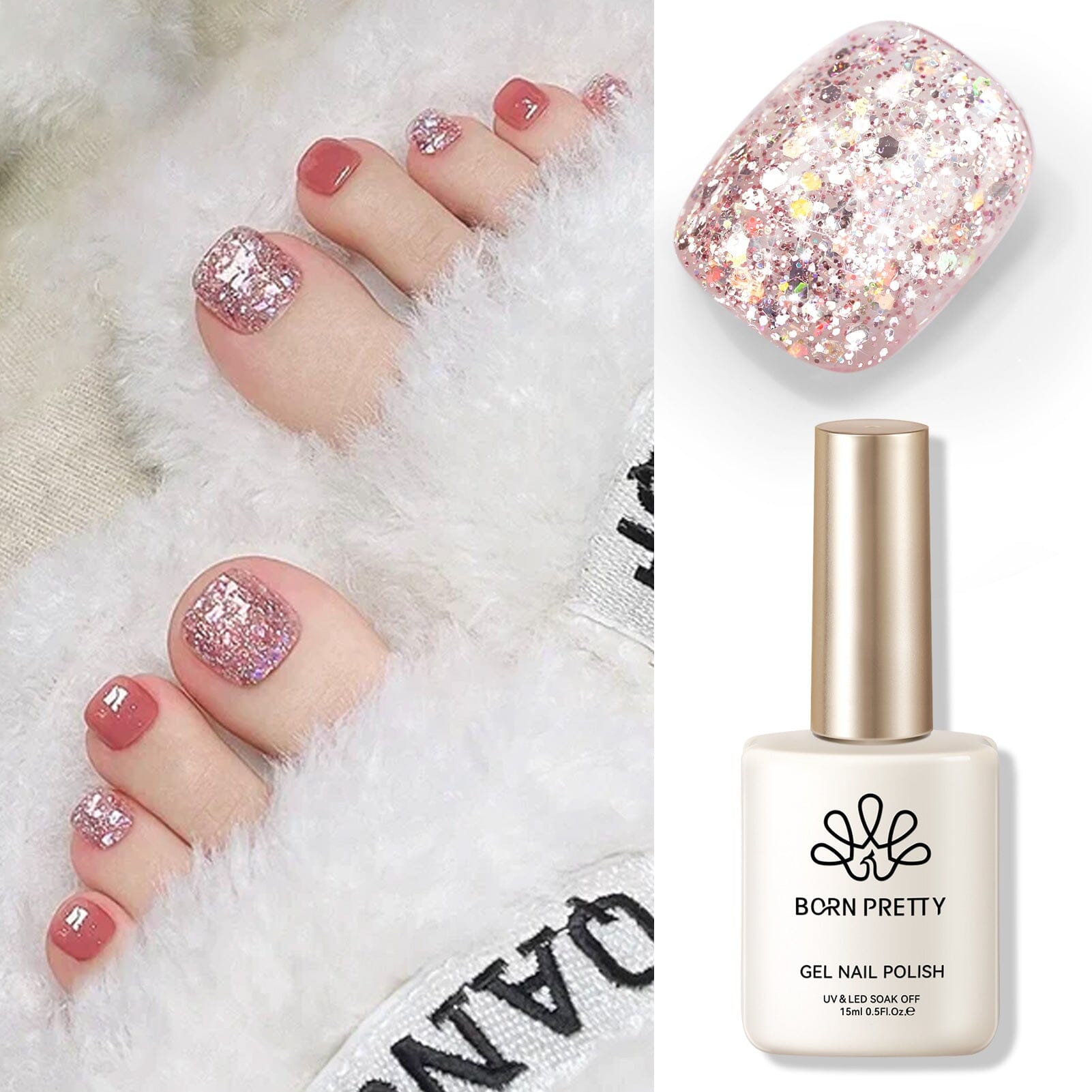 Sparkling Pink Crystal Gel Polish - 15ml Long-Lasting Sequins Glitter Nail Polish (SG07) for Manicure, Pedicure & Nail Art - Perfect for Parties, Weddings & Special Occasions