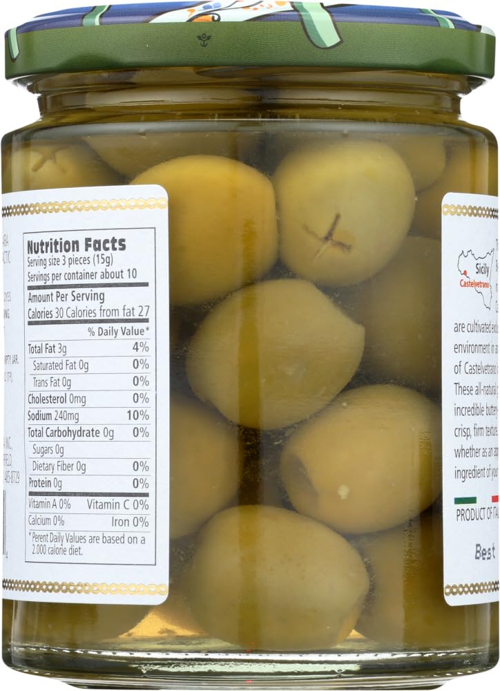 Bono Castelvetrano Pitted Sicilian Green Olives 5.3 oz (150g) | Premium Italian Olives | Perfect for Salads, Charcuterie Boards & Mediterranean Recipes