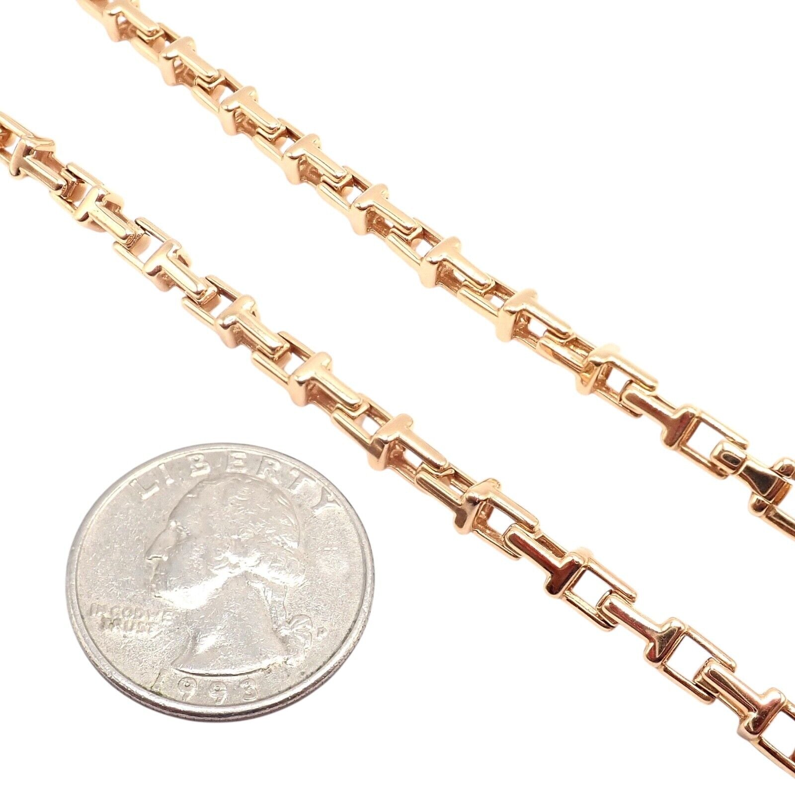 Authentic Tiffany & Co 18k Rose Gold T Chain Link Long Necklace 20.5 Inches - Elegant Jewelry for Women, Perfect Gift for Anniversary, Birthday & Special Occasions