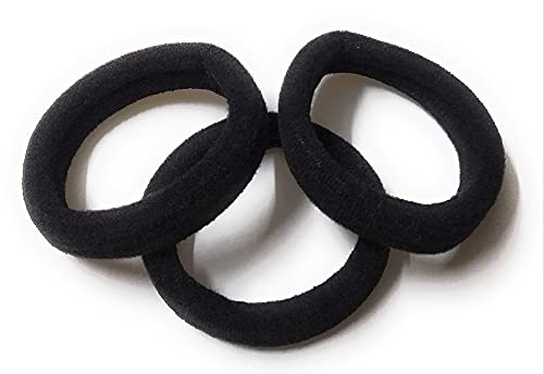 Mom's Darling Thick Elastic Cotton Hair Ties - 15 Pack Black Stretch Ponytail Bands for Women & Girls | Perfect for School, Workouts, and Everyday Styling