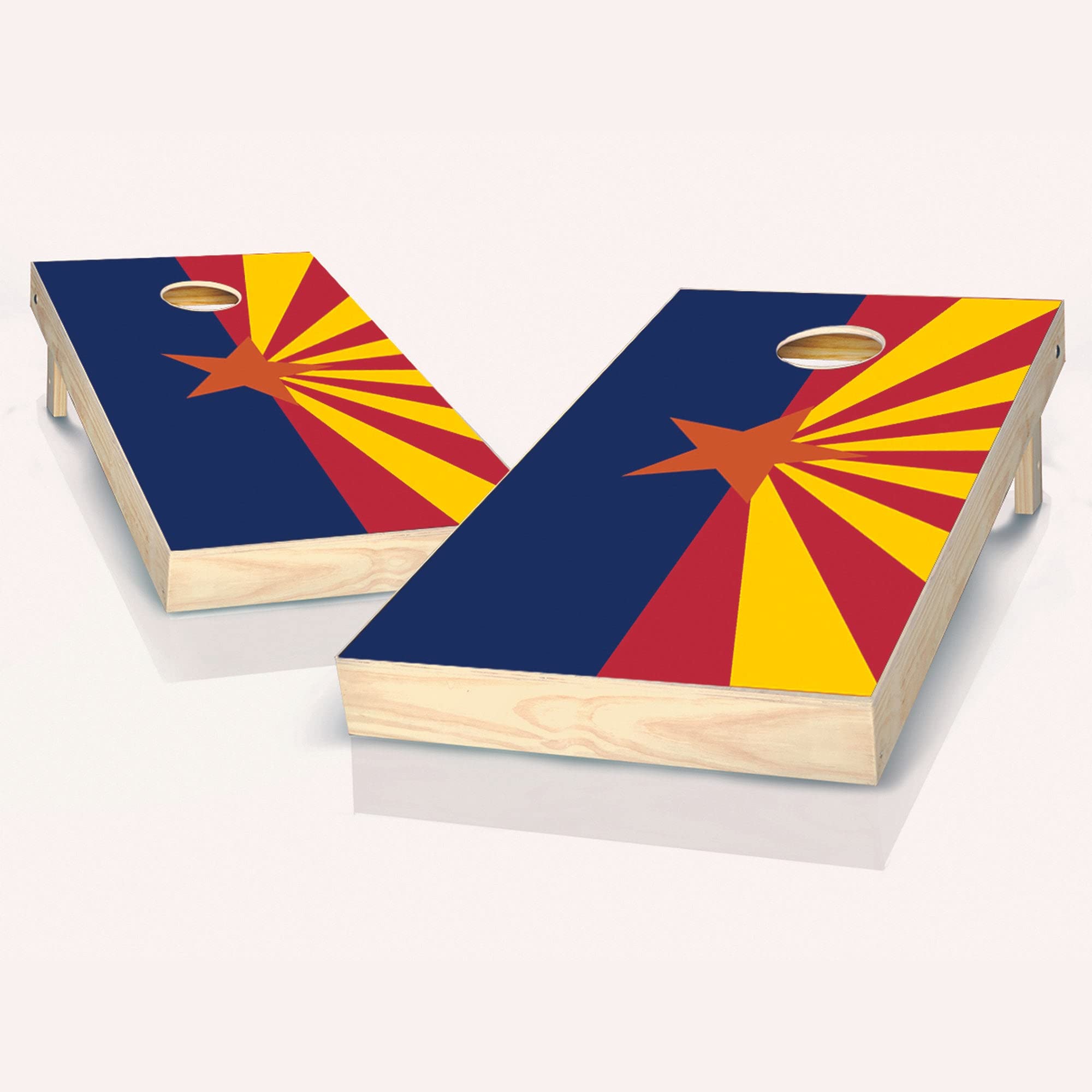 Arizona State Flag Cornhole Game Set - 2 Premium Cornhole Boards & 8 Bean Bags with Accessories | Outdoor Tailgate Party, Backyard BBQ, College Game Day Fun