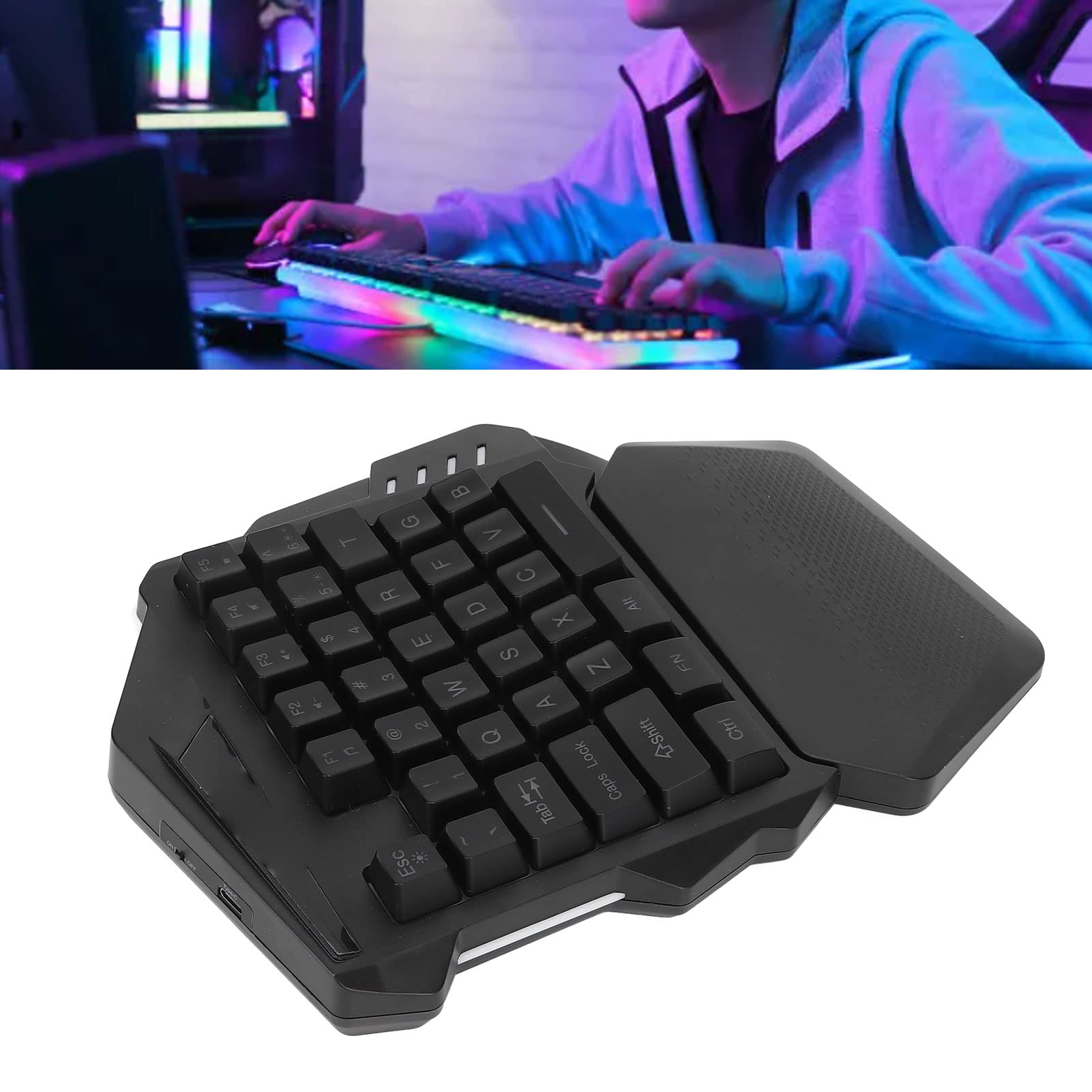 ASHATA One-Handed RGB Gaming Keyboard - 2.4G Wireless Mechanical Feel Keypad with 35 Portable Keys for PC (Windows XP/7/10) - Perfect for MMO, MOBA & FPS Gaming Left-Hand Control