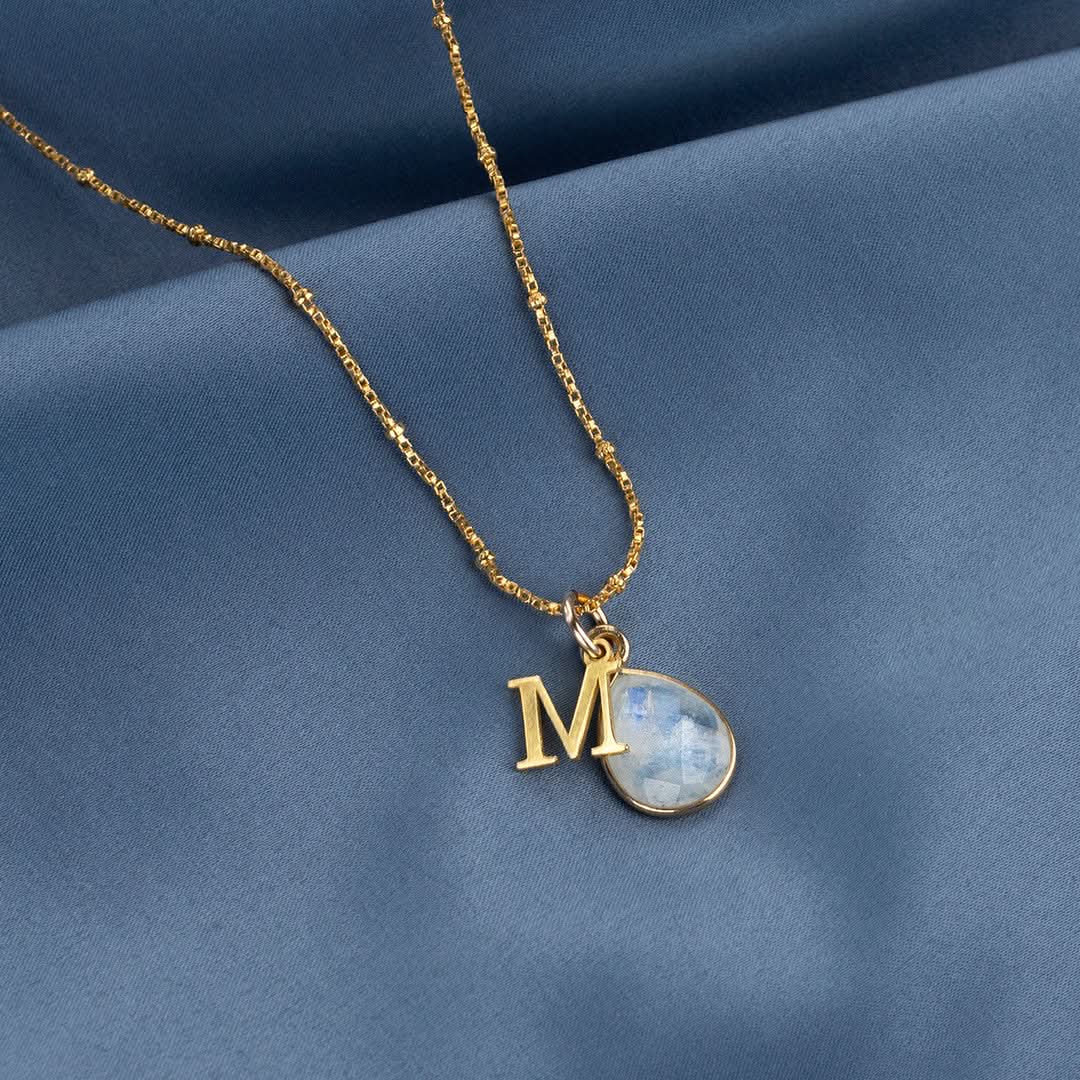 Moonstone Charm Necklace in Gold - June Birthstone Jewelry for Women | Perfect Gift for Birthday, Anniversary & Special Occasions