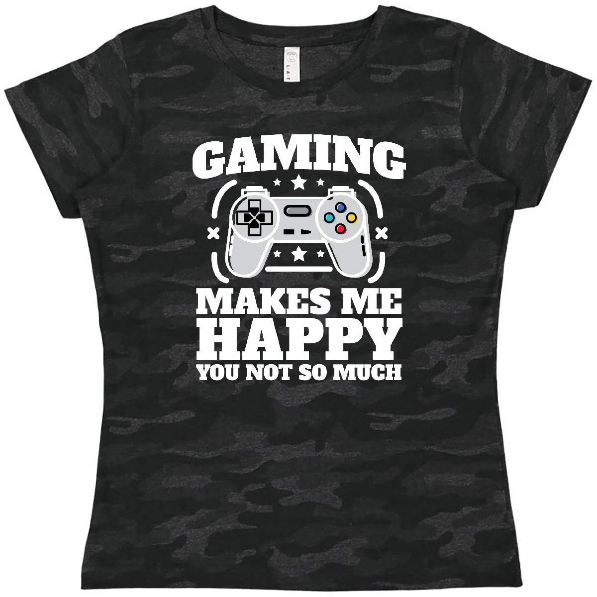 Inktastic Gaming Makes Me Happy Women's T-Shirt | Funny Gamer Tee for Women | Comfortable Cotton Casual Wear for Gaming & Everyday Use