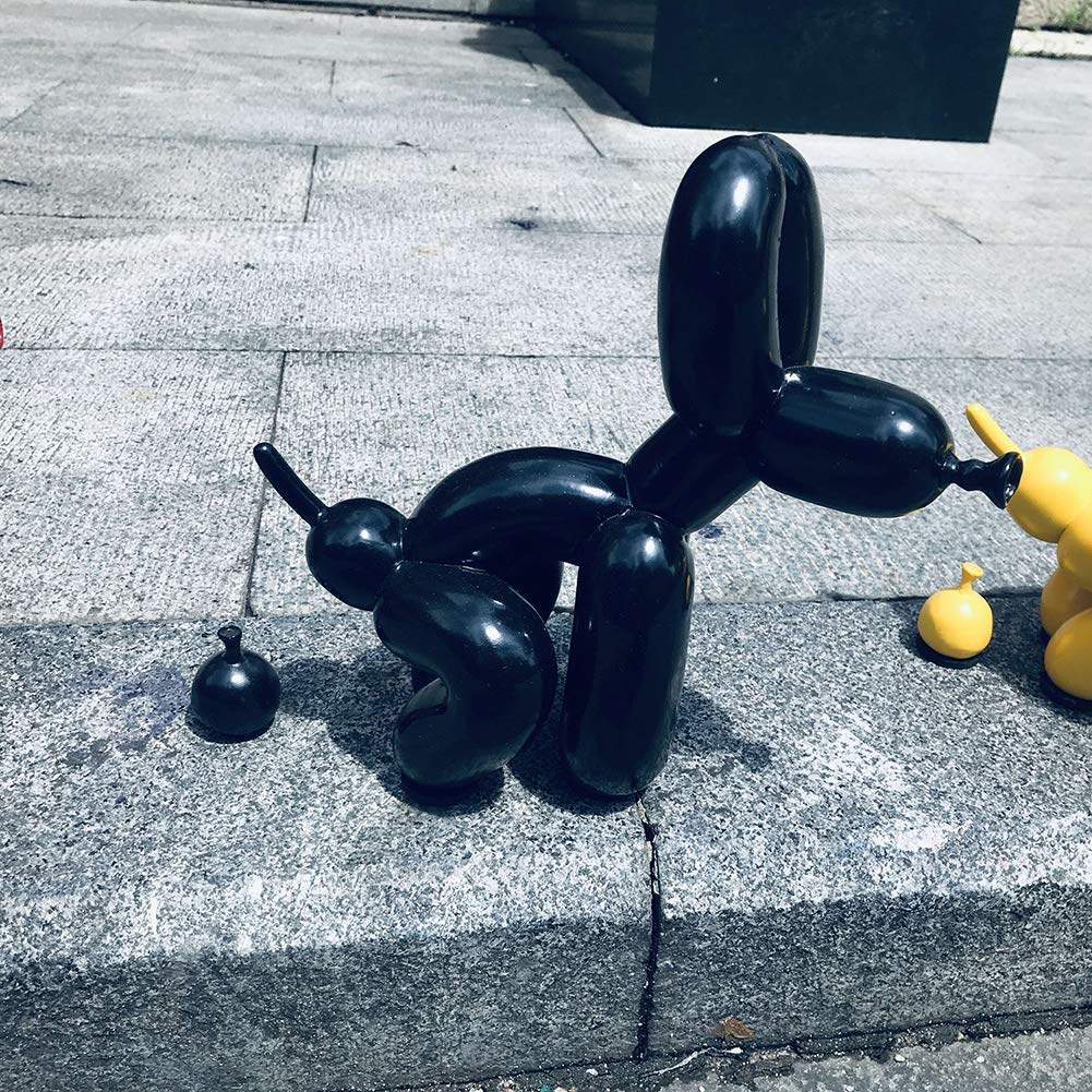 Jeff Koons Inspired Handmade Balloon Dog Sculpture - Shiny Modern Art Statue for Home & Office Decor, Creative Gift Idea (Black, 23x9.5x22cm / 9x4x9inch) - Perfect for Living Rooms, Desks & Art Collections