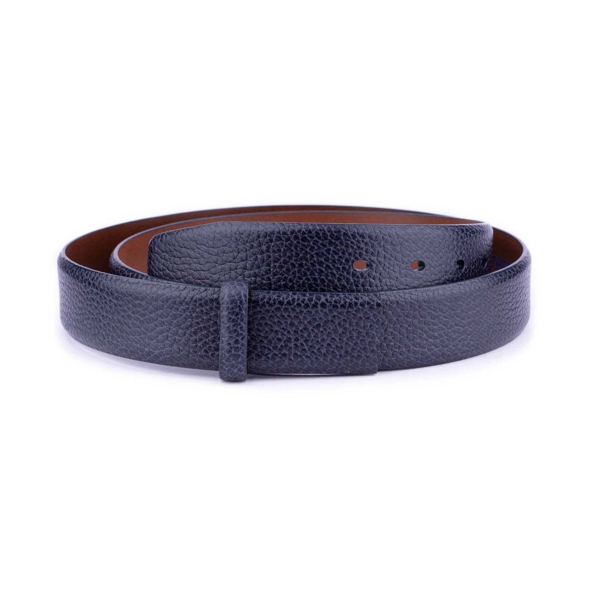 Premium Blue Pebbled Leather Belt for Men - Replacement Strap Compatible with Cartier Buckles | Formal & Casual Wear for Business & Everyday Style