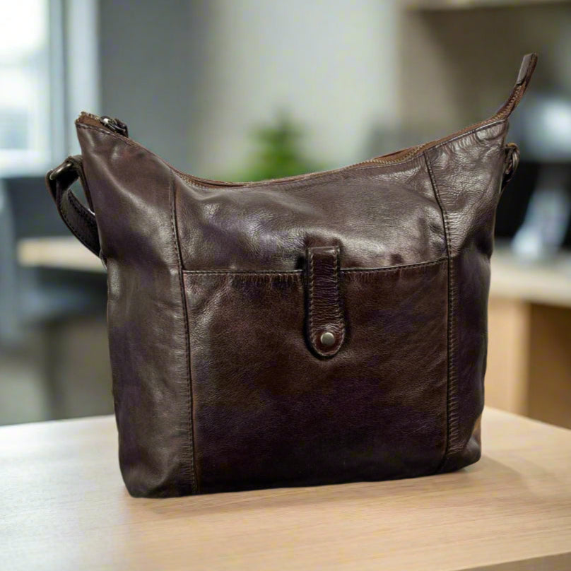 MET Front Snap Leather Handbag for Women - Stylish Crossbody Purse with Adjustable Strap, Perfect for Work, Travel & Everyday Use