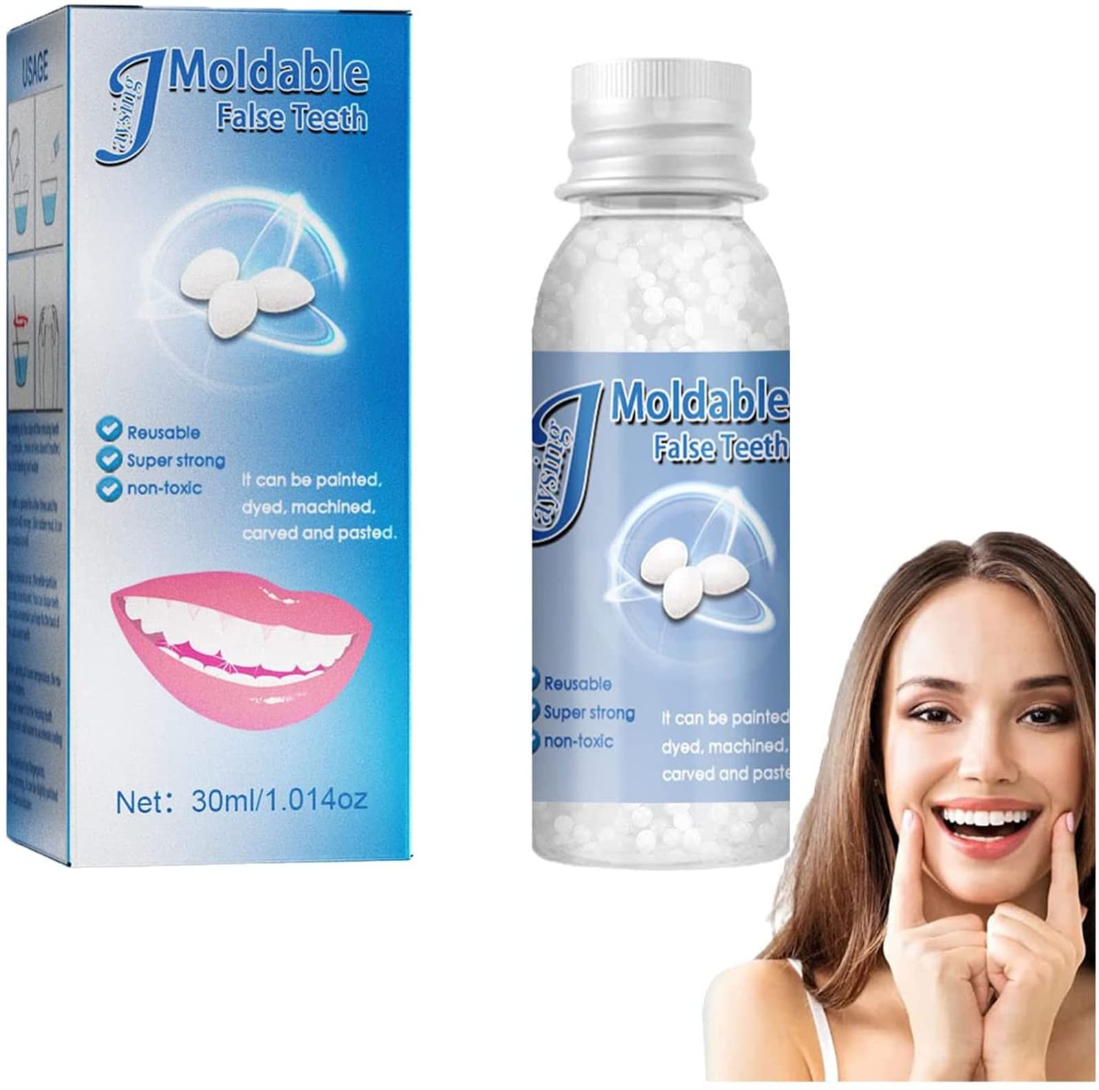Temporary Tooth Repair Kit - Moldable False Teeth & Thermal Fitting Beads for Broken Tooth Repair, Reusable Dental Filling Granules (30ml) - Perfect for Emergency Dental Care, Travel & Home Use