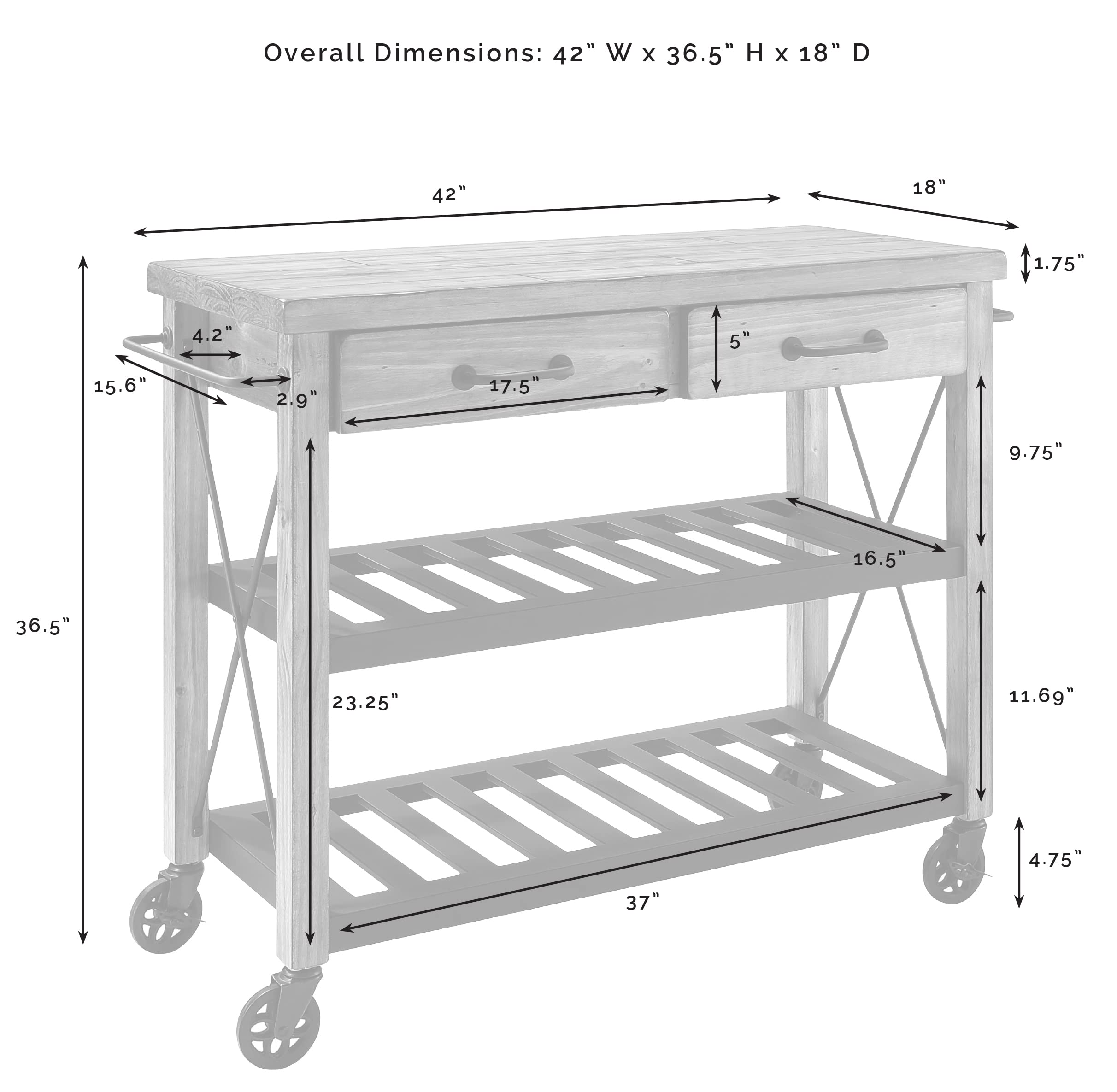Crosley Furniture Roots Rolling Cart & Kitchen Island - Microwave Stand with Storage Shelves & Drawers, Natural Wood - Perfect for Small Kitchen, Pantry Organization & Mobile Serving Station