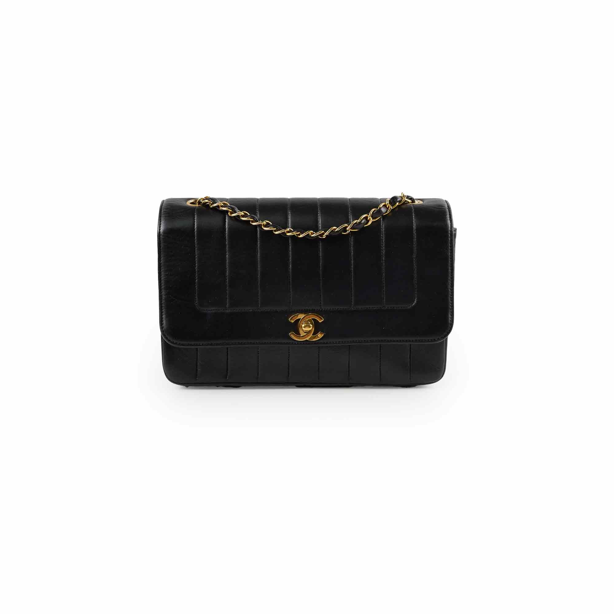 Authentic Chanel Vintage 1991-1994 Lambskin Mademoiselle Flap Bag in Black - Luxury Crossbody Purse for Women, Perfect for Date Night & Special Occasions