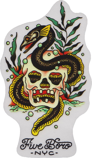 5boro Dan Santoro Skull & Eel Sticker - Premium Vinyl Decal for Skateboards, Laptops & Water Bottles - Durable, Waterproof Stickers for Urban Street Style