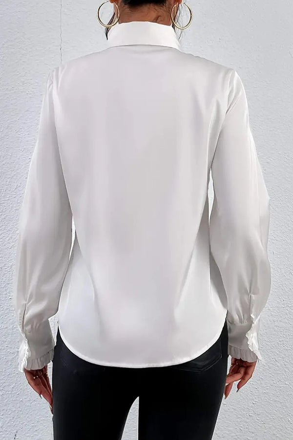Stylish Ruffled Tiered Lapel Long Sleeve Blouse for Women | Elegant Office Wear & Date Night Outfit