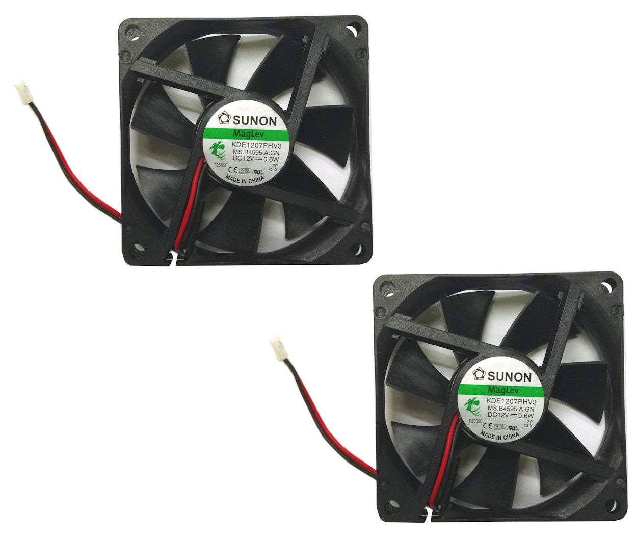 Sunon 2 Pack 70x70x15mm Vapo Bearing 12V DC Cooling Fan - High Performance Computer Case & Electronics Cooling Solution