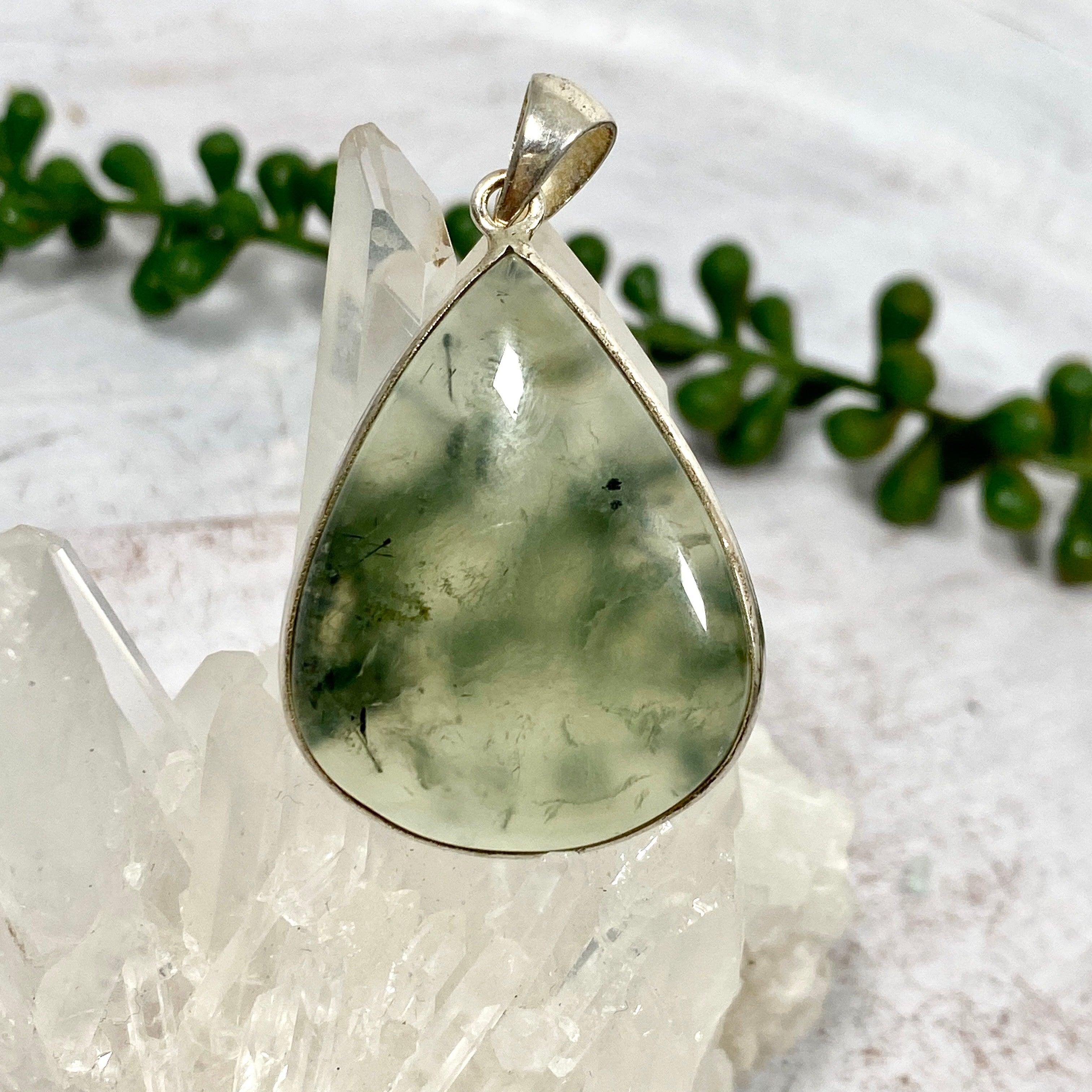 Natural Prehnite Teardrop Pendant Necklace KPGJ2760 - Elegant Jewelry for Women, Perfect for Weddings, Parties & Everyday Wear